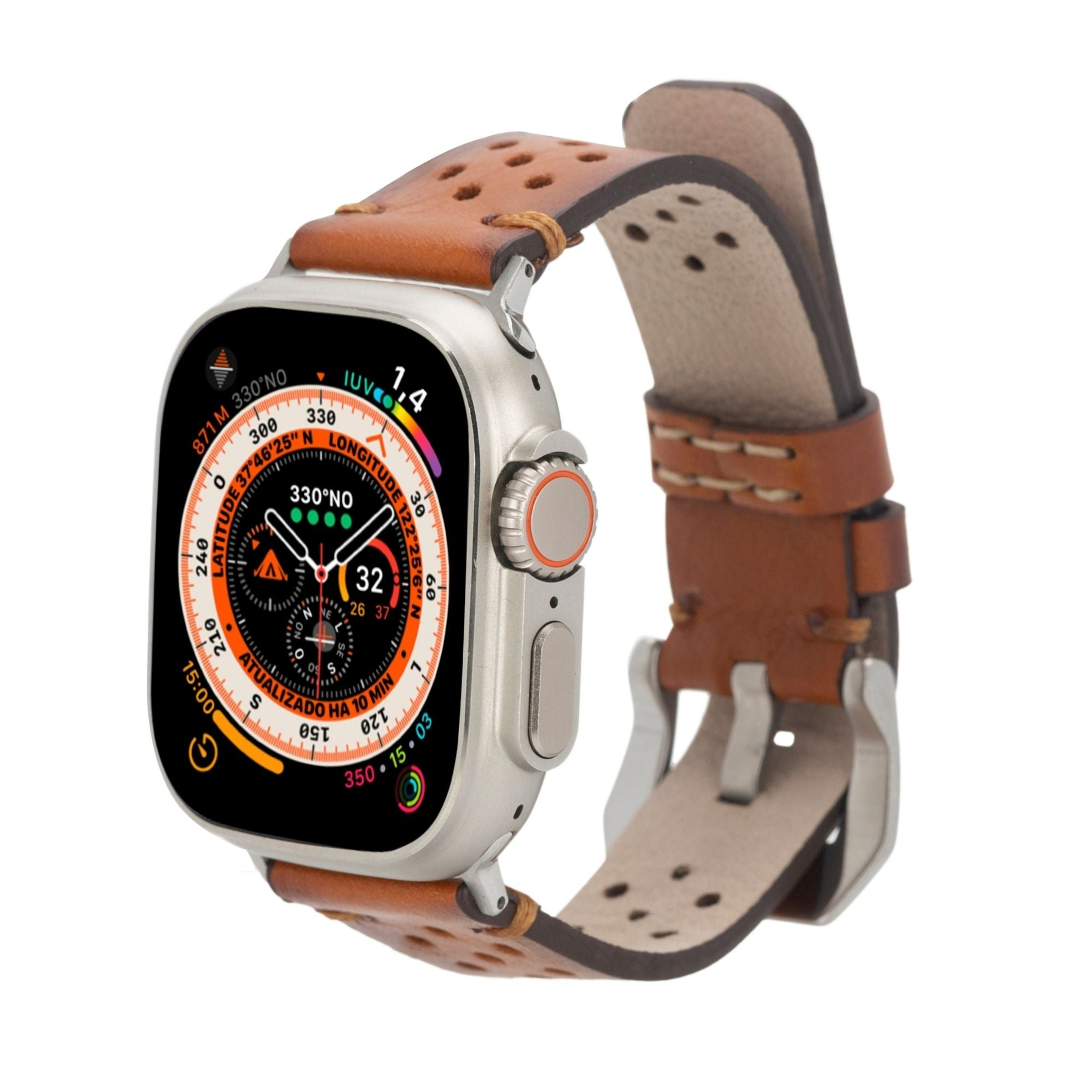Leather Band for Apple Watch Ultra 8 7 SE Genuine Leather Handcrafted 45mm 41mm 44mm 42mm 40mm 38mm Sizes Durable Stylish