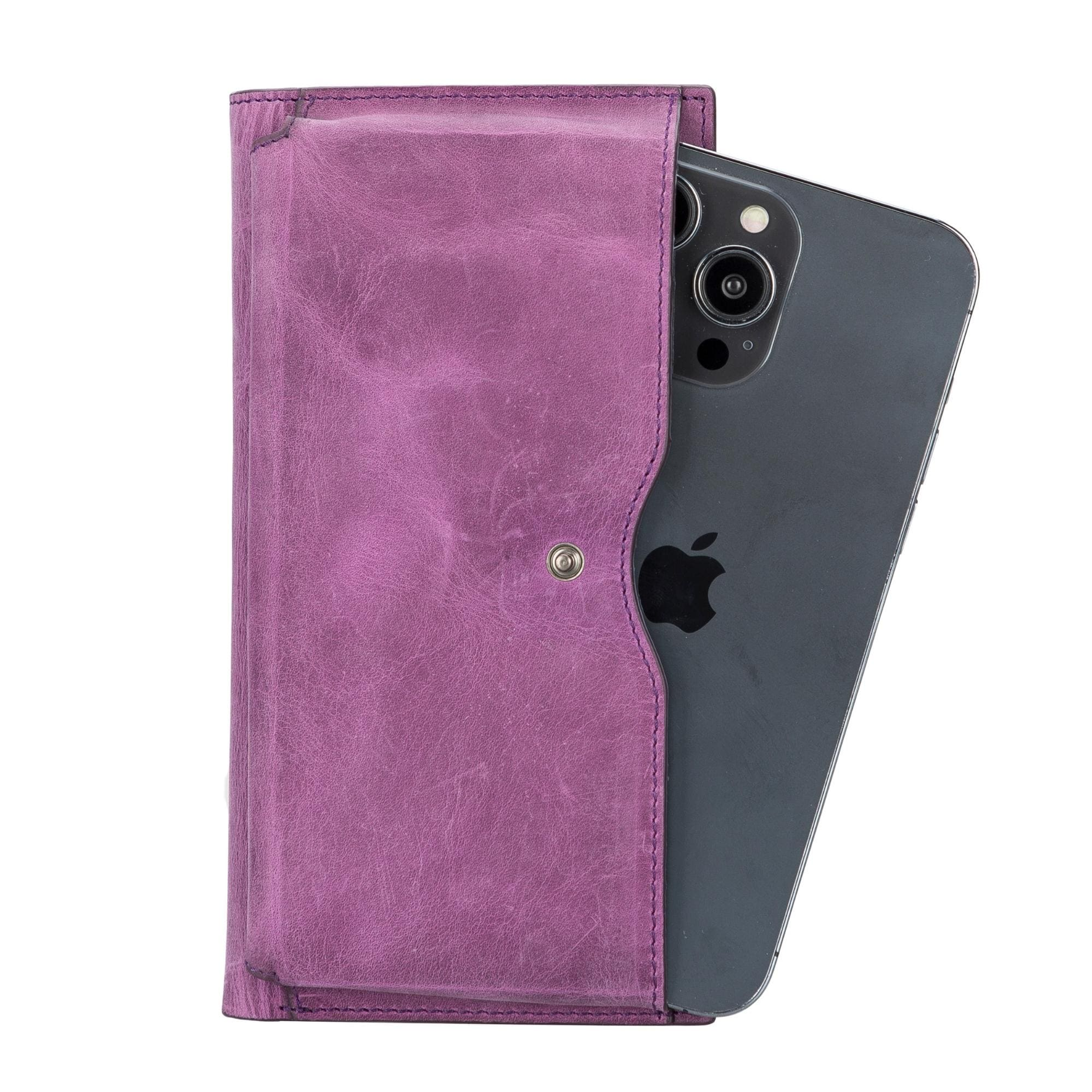 Cartera de cuero para mujer con sección para teléfono celular 12 compartimentos para tarjetas con compartimento con cierre tamaño compacto 18 x 9.5 x 2.5 cm