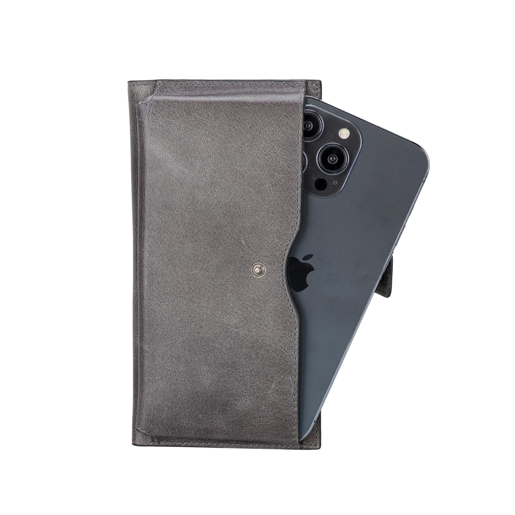 Billetera de cuero con sección para celular 12 compartimentos para tarjetas 1 compartimento con cremallera tamaño compacto 18 x 9.5 x 2.5 cm