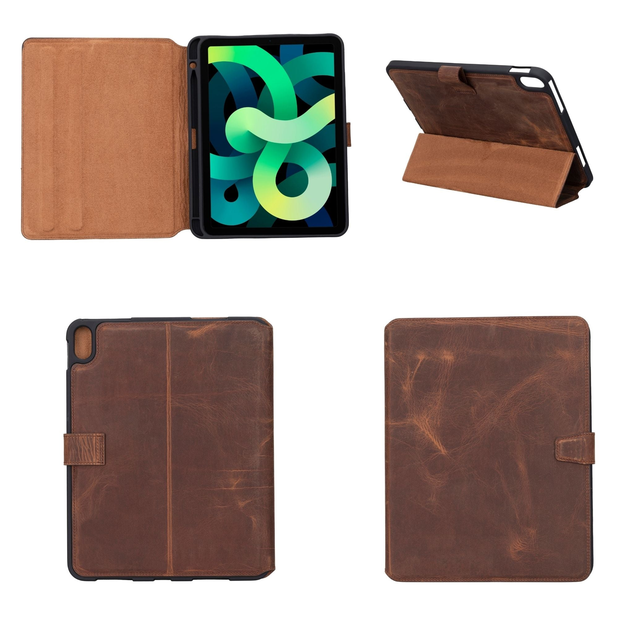 Funda de cuero para Apple iPad 10.9 pulgadas 10ta generación con protección completa color bonito y ranura para Apple iPad Pen hecha a mano
