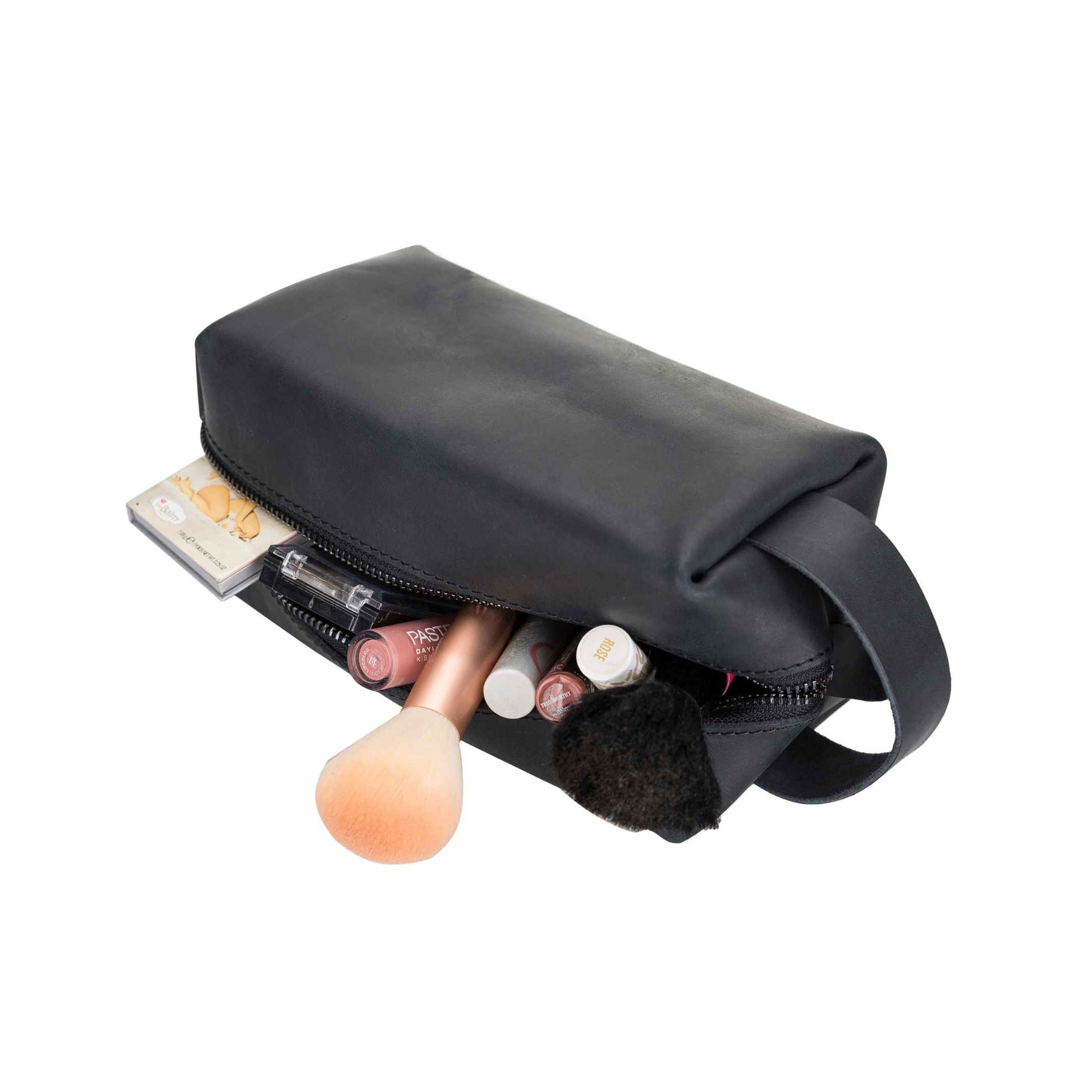 Bolsa de maquillaje para mujeres uso diario cierre de cremallera material cuero genuino tamaño pequeño mediano y grande