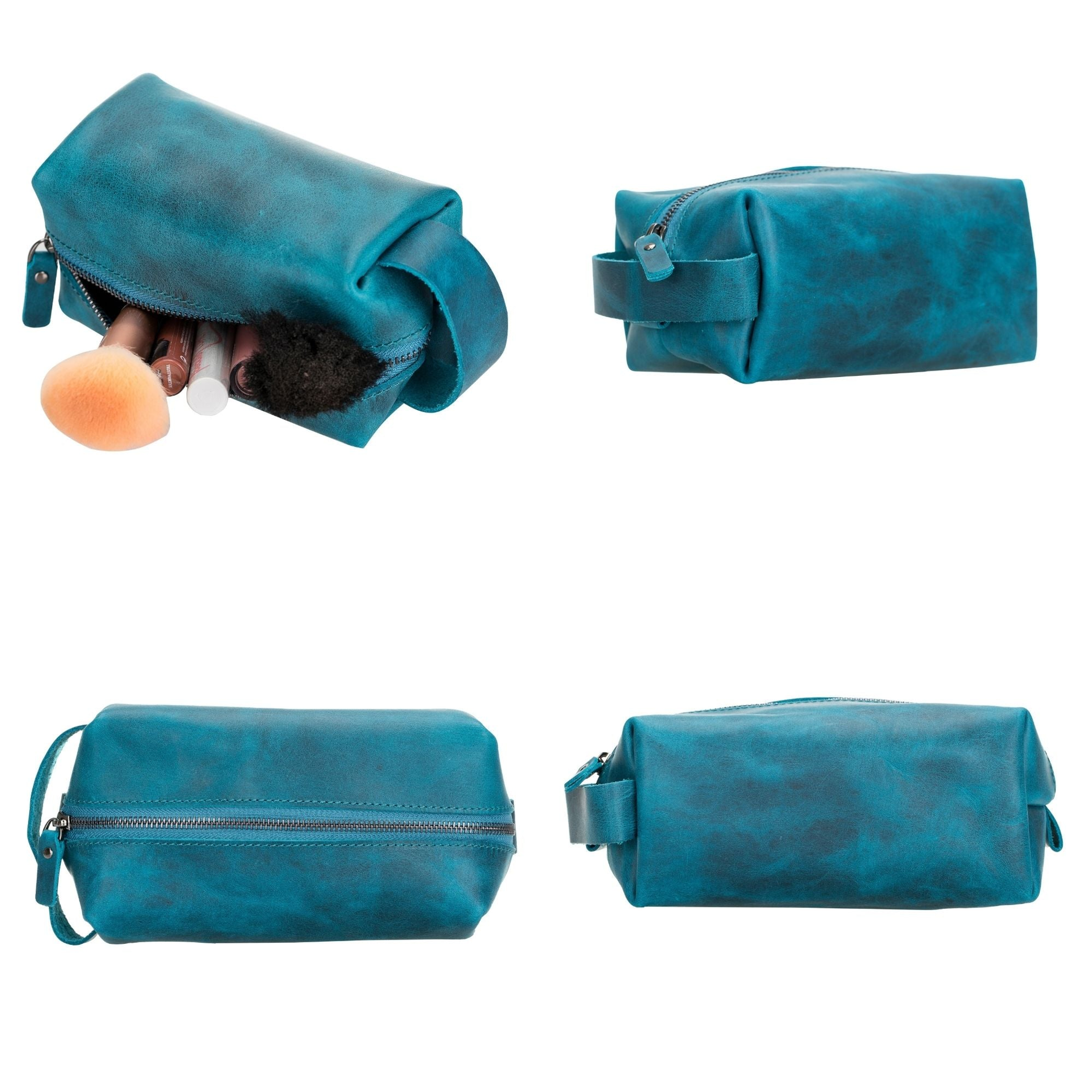 Makeup Bag for Women Storage Zipper Closure Genuine High-Quality Leather Small Medium Large Dimensions Travel Organization