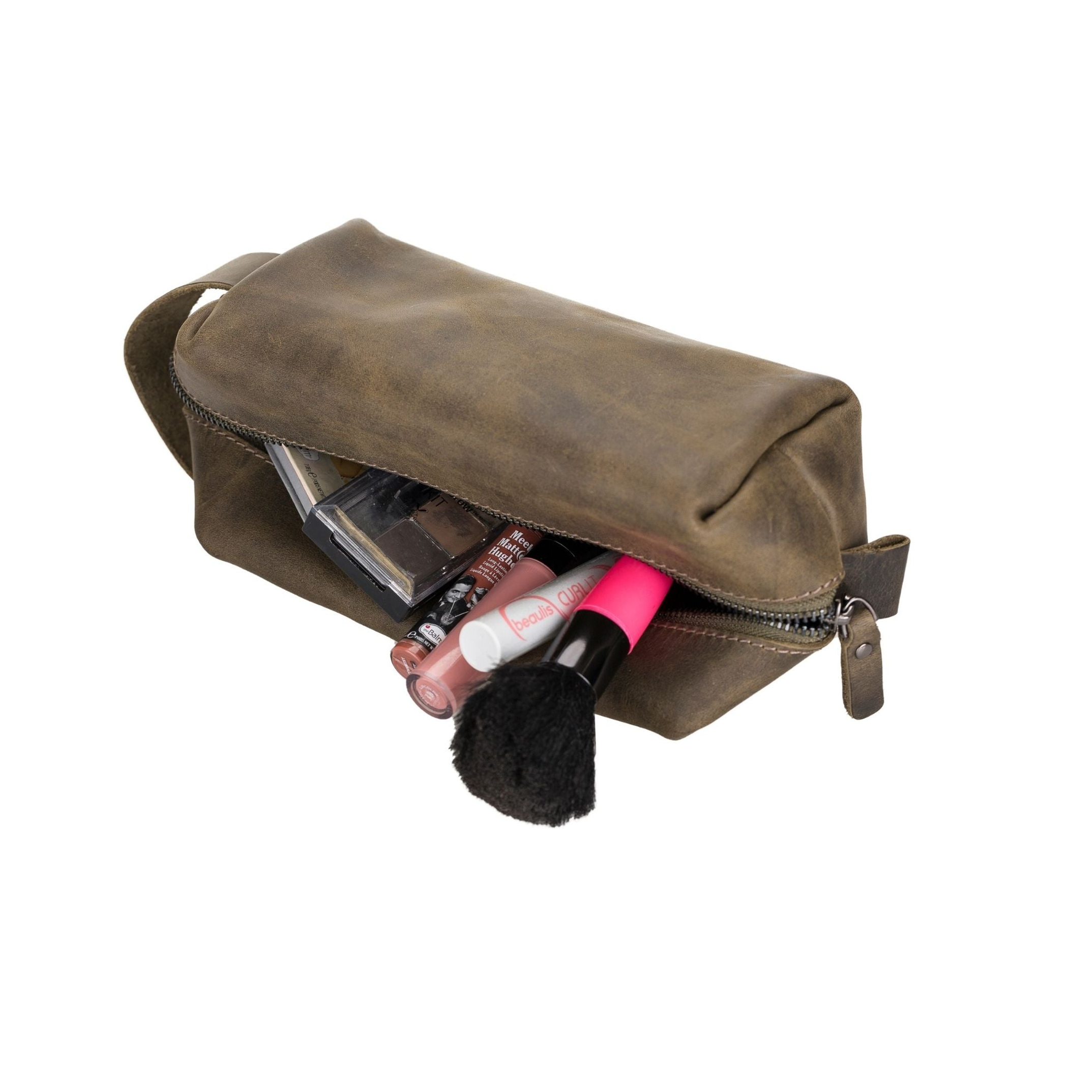 Bolso de maquillaje para mujeres almacenamiento de maquillaje material cuero tamaño pequeño mediano grande cierre con zipper