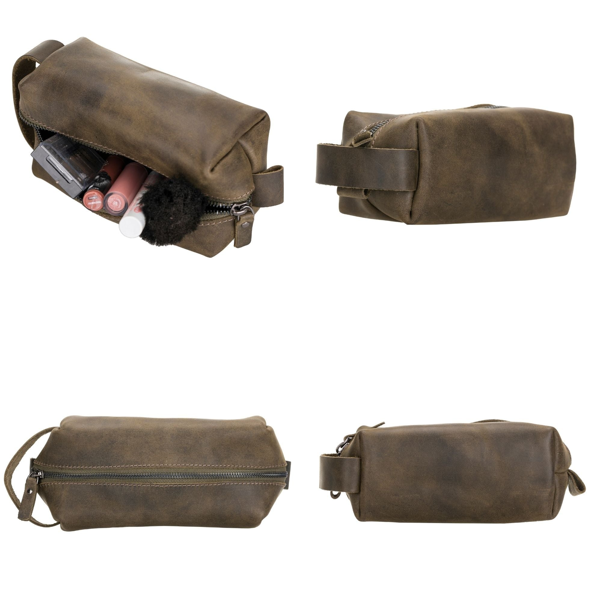 Bolso de maquillaje para mujeres almacenamiento de maquillaje material cuero tamaño pequeño mediano grande cierre con zipper