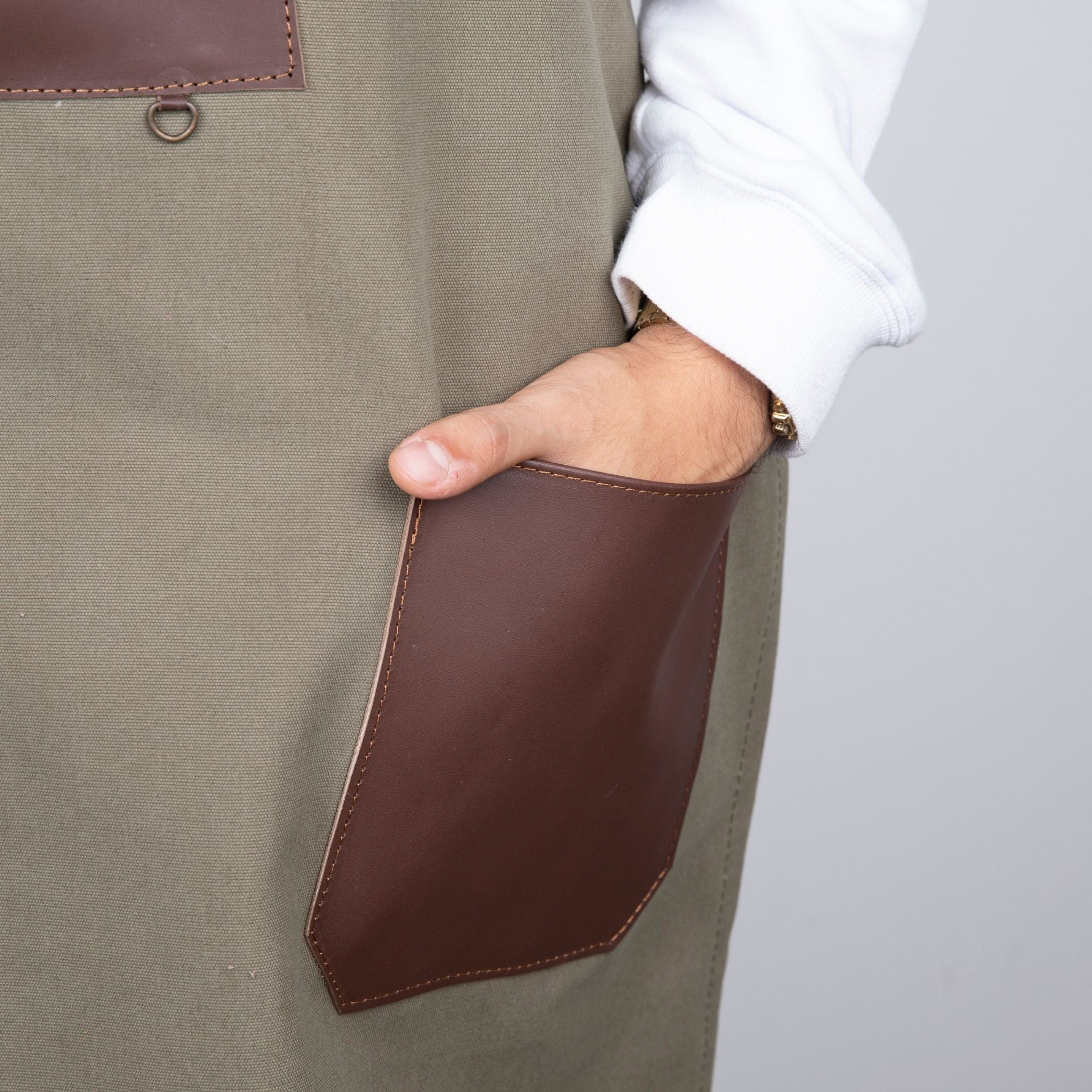 Leather Work Apron Versatile Protection Genuine Leather Adjustable Straps Numerous Pockets Elegant Classic Design