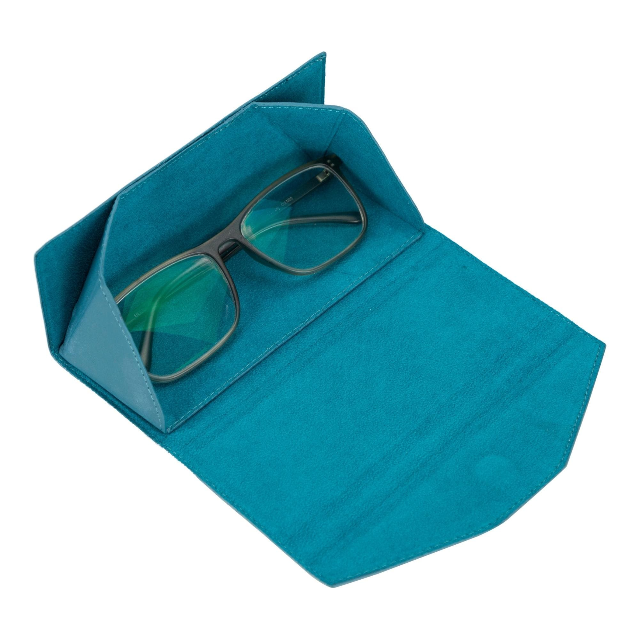 Glasses Case Eyewear Protection Leather Foldable Magnetic Closure Hard Structure Modern Design