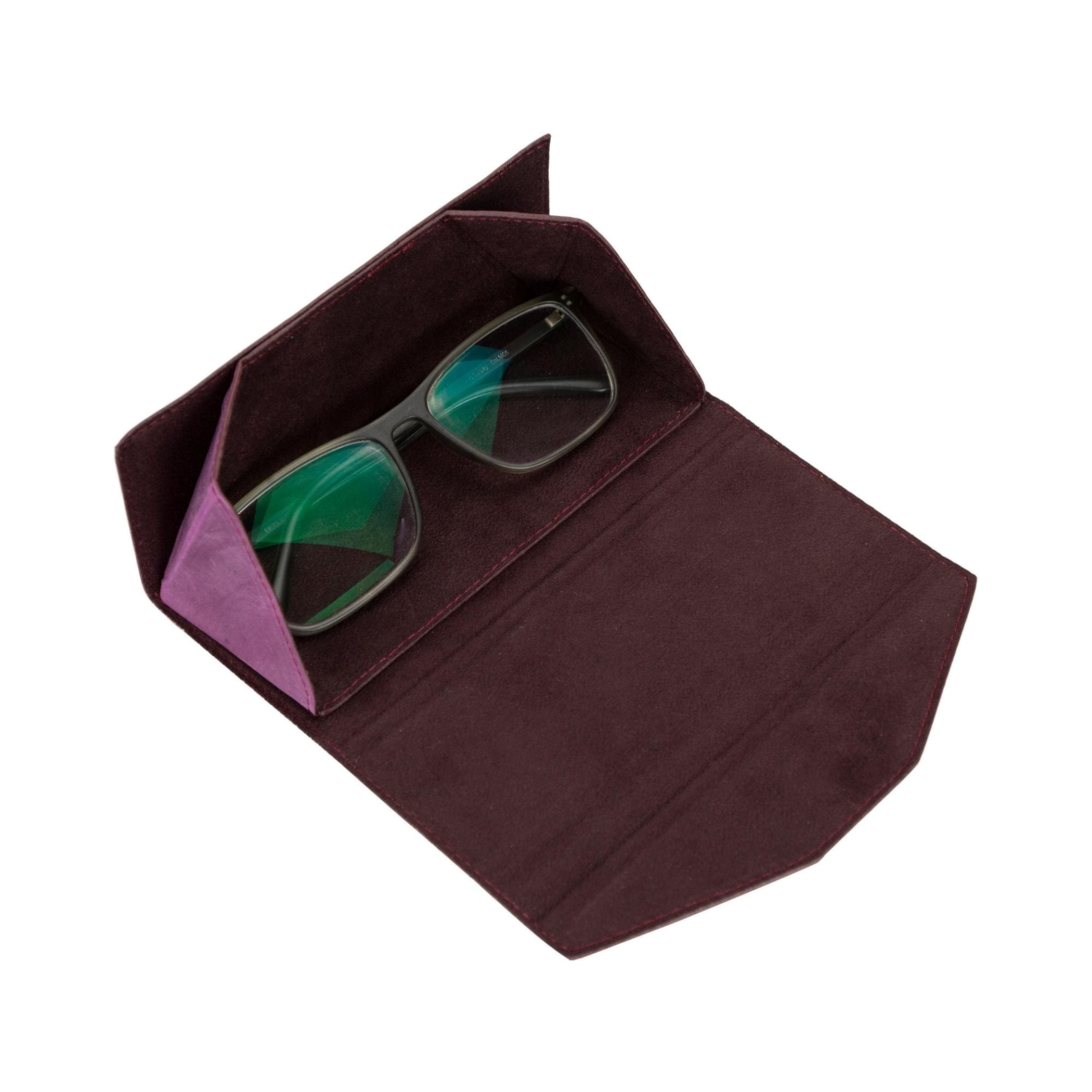 Glasses Case Hard Structure Foldable Leather Modern Design Magnetic Closure Stylish Protection for Eyewear
