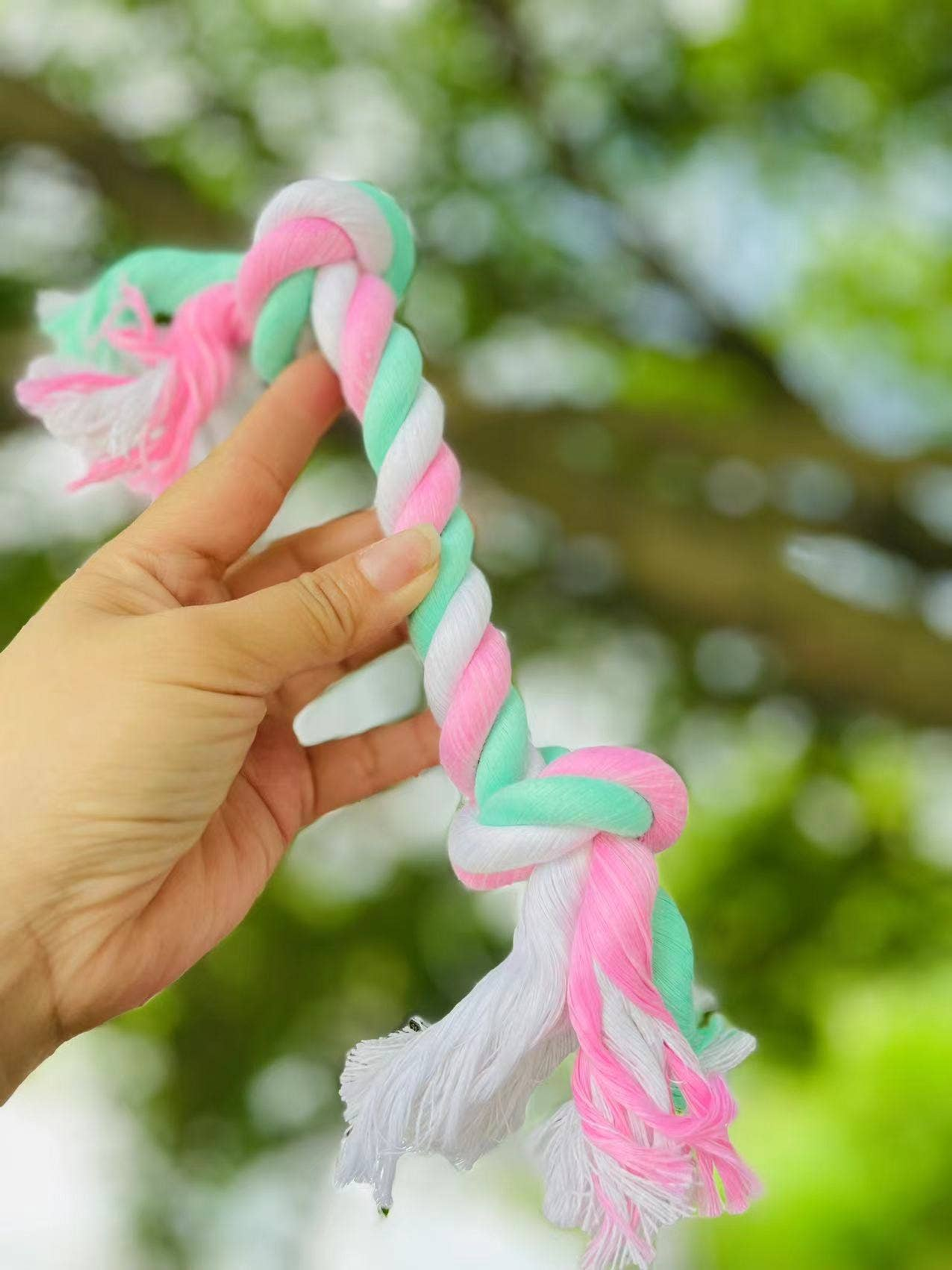 2-Knot Sustainable Dog Chew Rope Toys, Heavy Duty Dog Toys Image 1