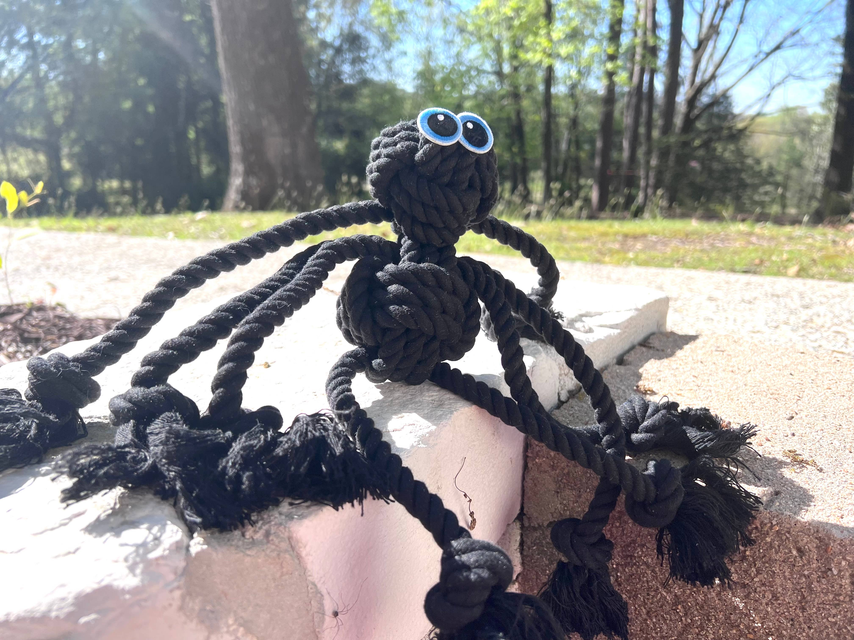 Black Spider Dog Handmade Rope Toys | Halloween Decorations Image 1