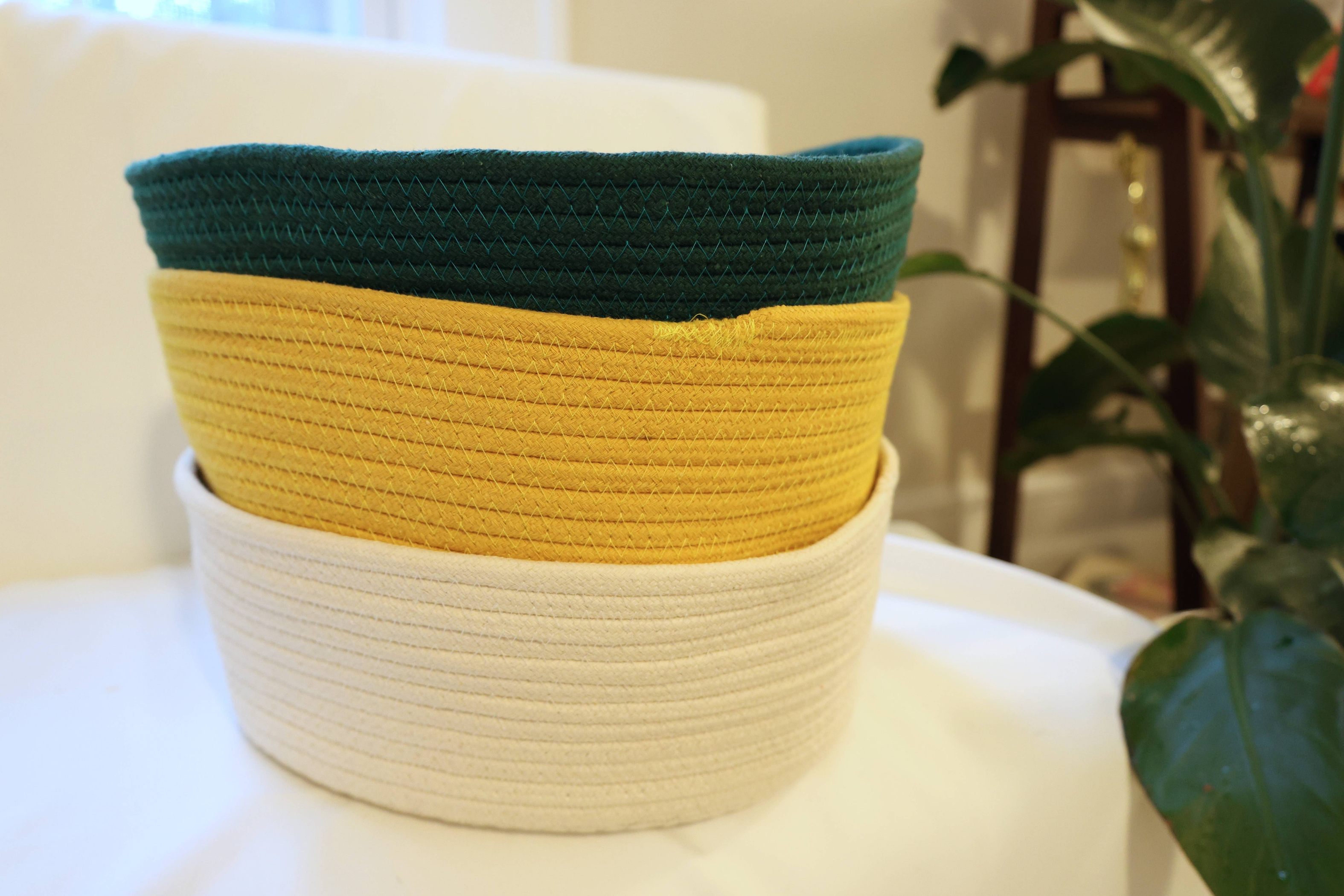 Handmade Sustainable Cotton Rope Basket, Round Rope Basket Image 1