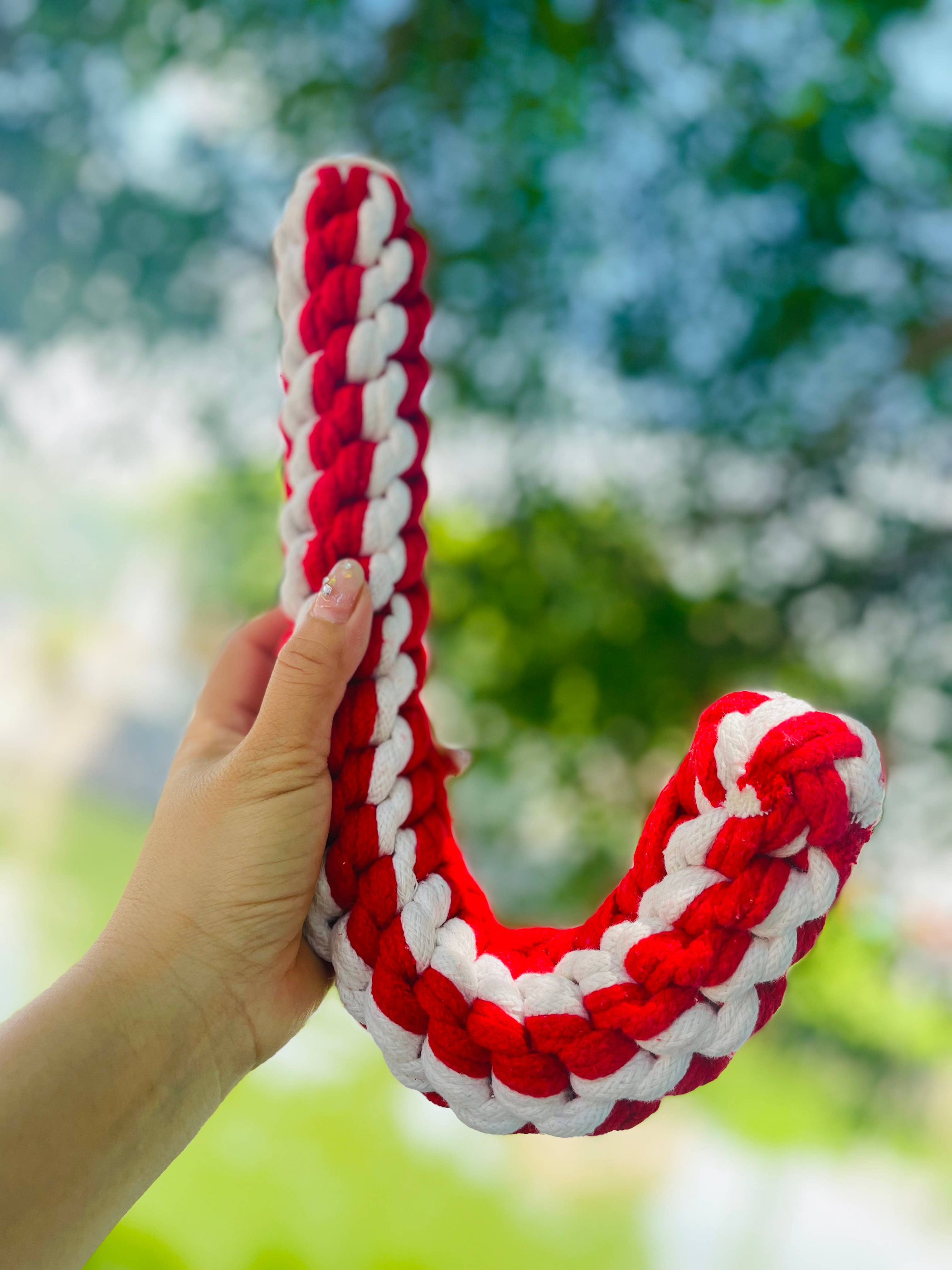 Christmas: Handmade Jumbo Braided Rope Candy Cane Image 1