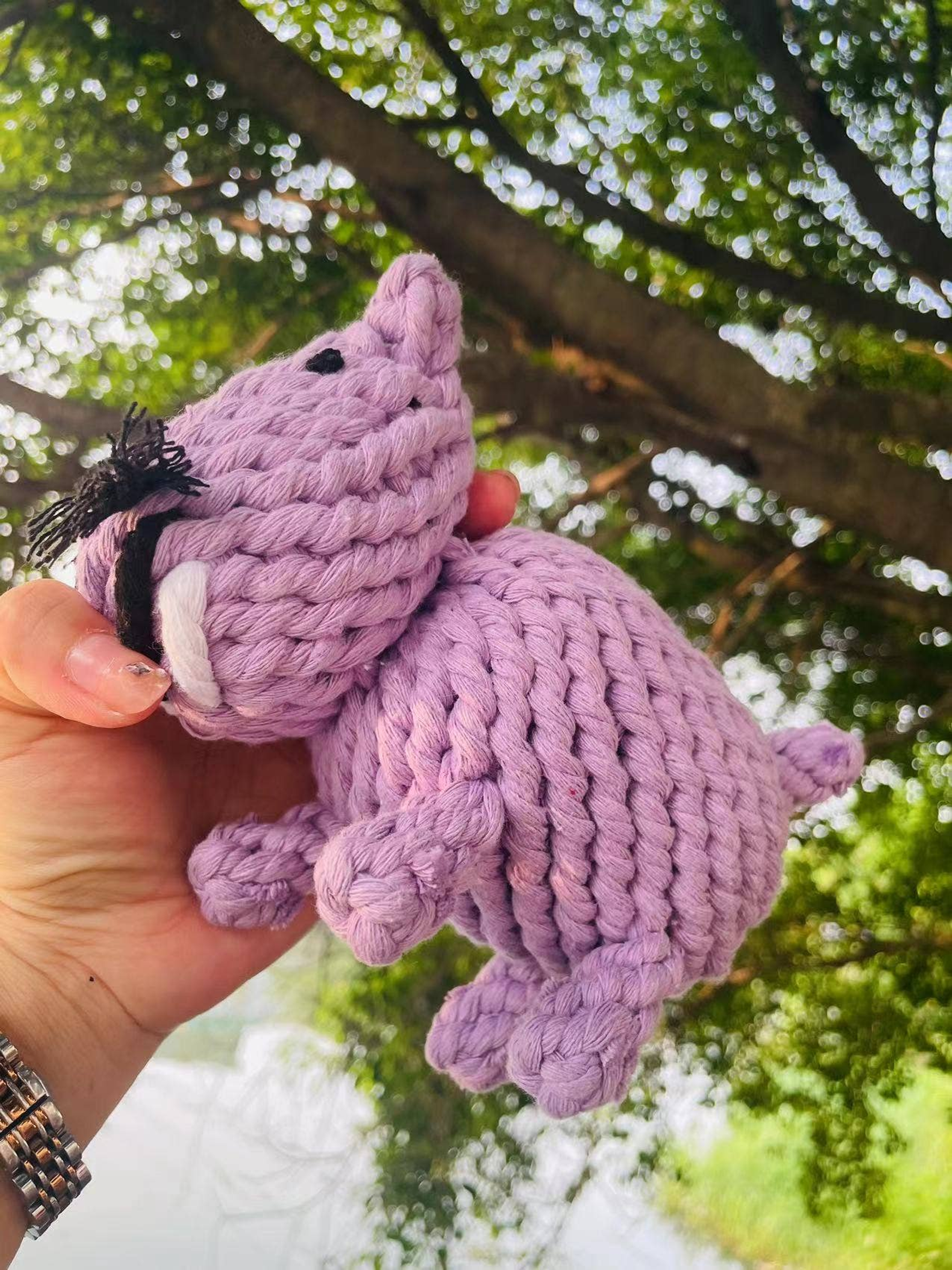 Handmade Sustainable Large Hippo Dog Rope Toys Image 1