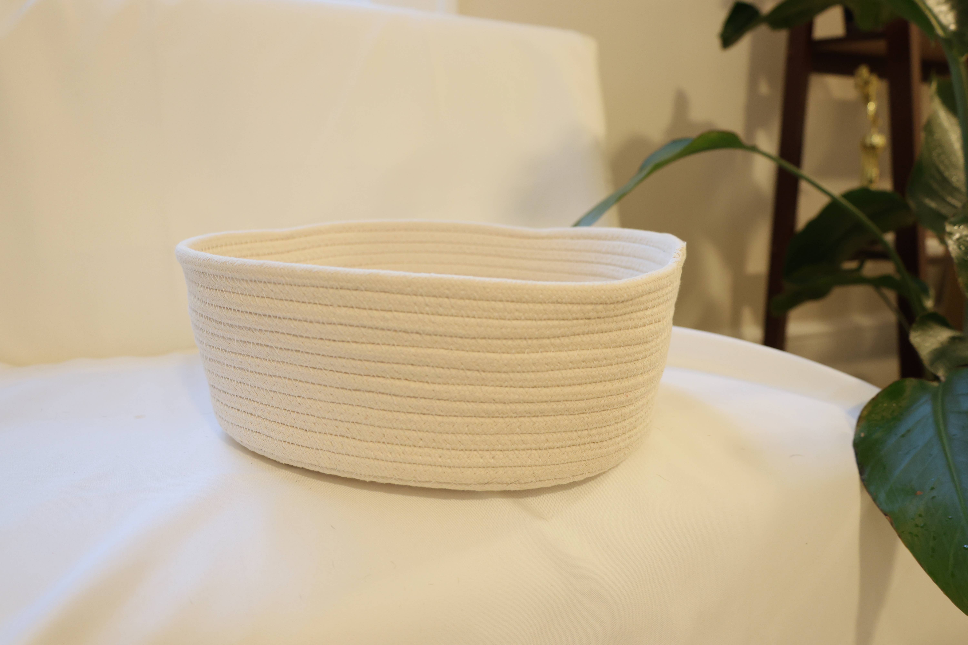 Handmade Sustainable Natural White Cotton Rope Basket Image 1