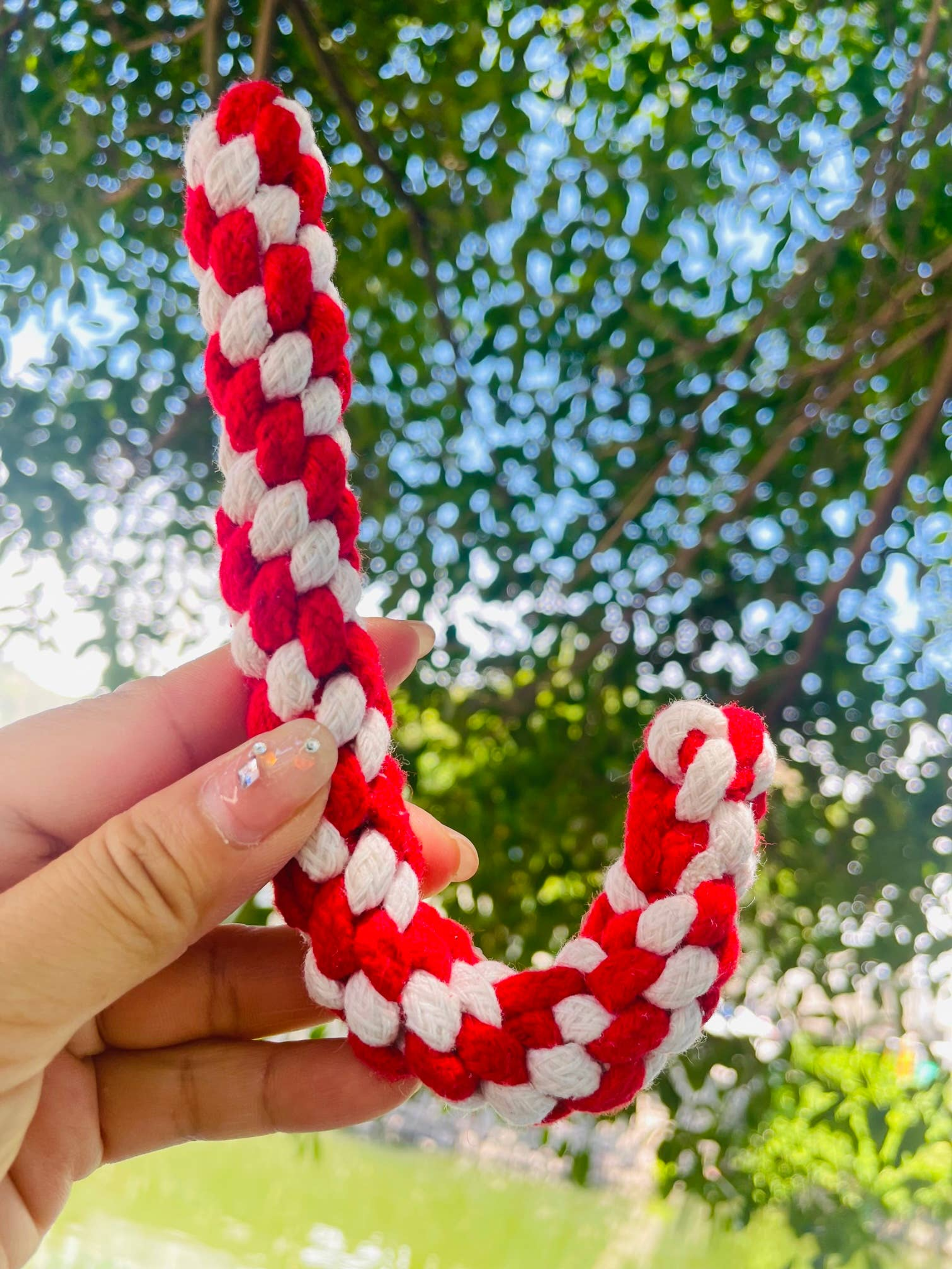 Christmas: Handmade Small Braided Rope Candy Cane Image 1