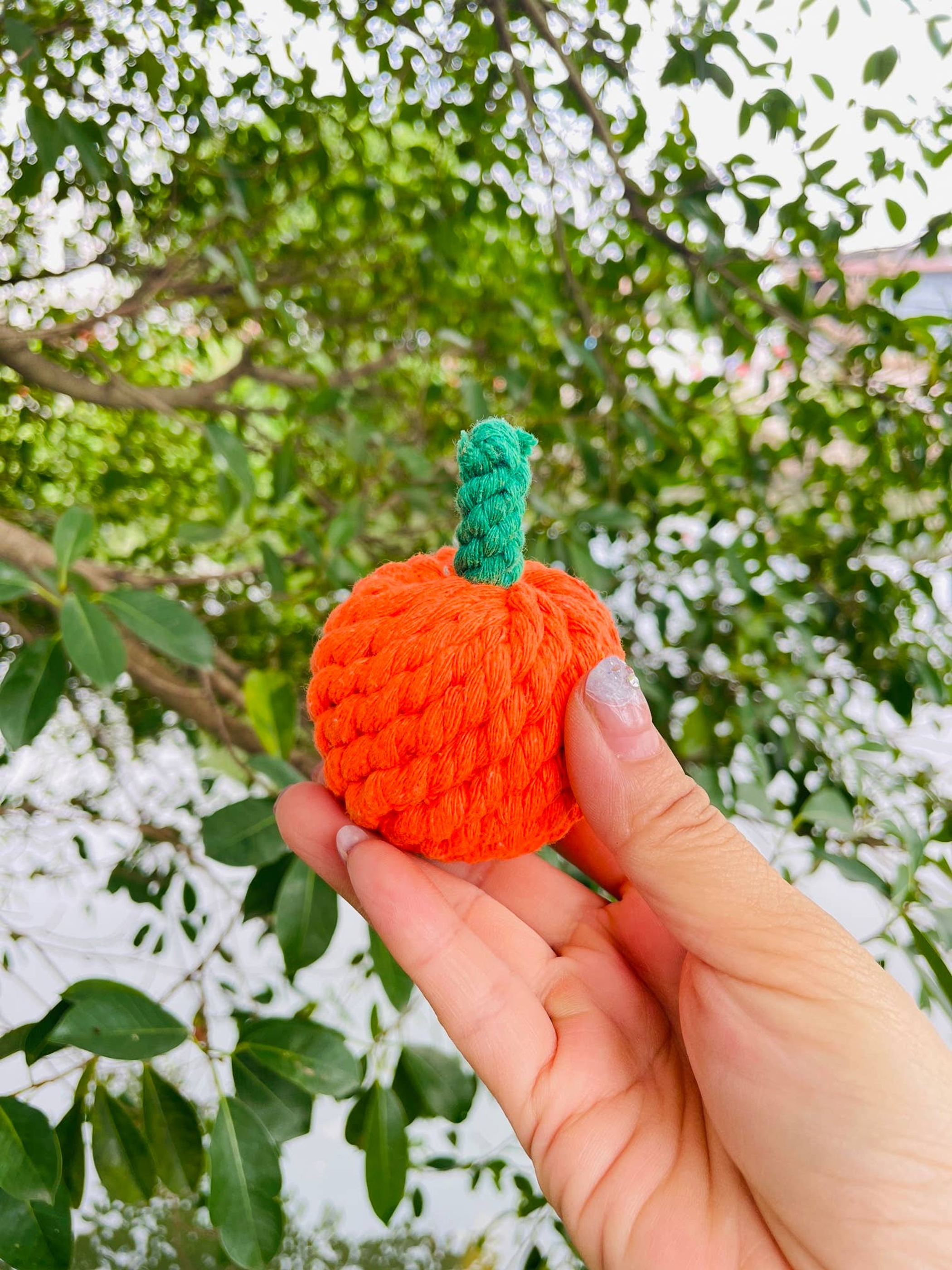 Handmade Sustainable Orange Rope Chew Toy For little Pet Image 1