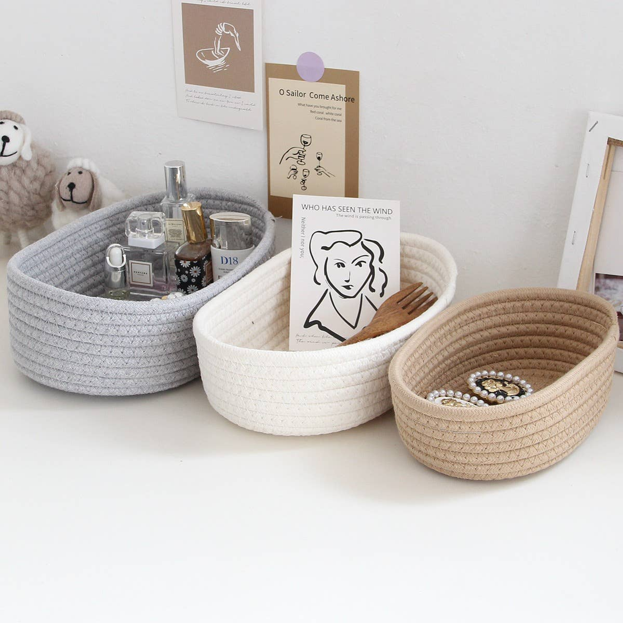Handmade Sustainable Rope Basket Organizer Image 1