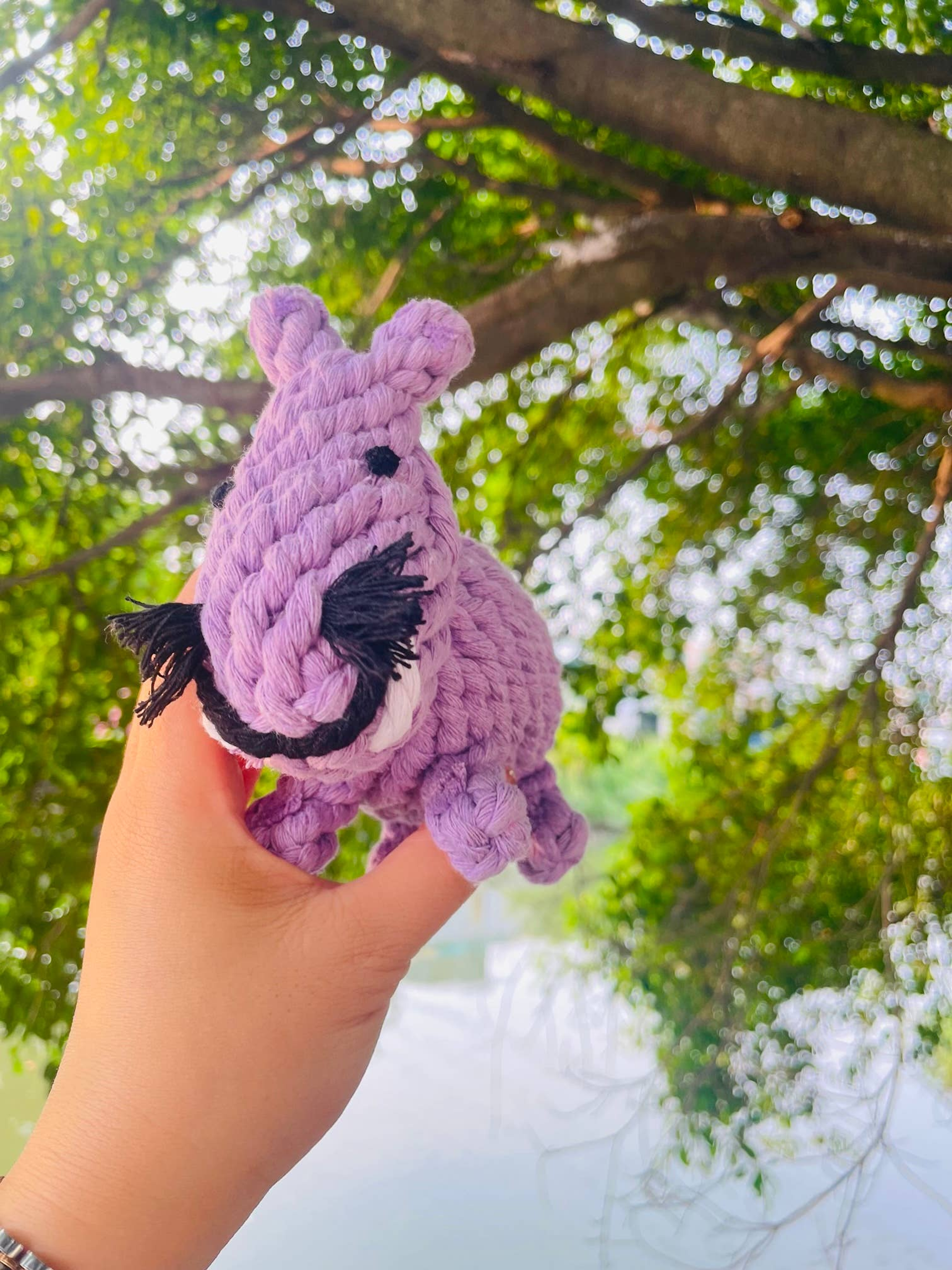 Handmade Sustainable SMALL Hippo Dog Rope Toys Image 1