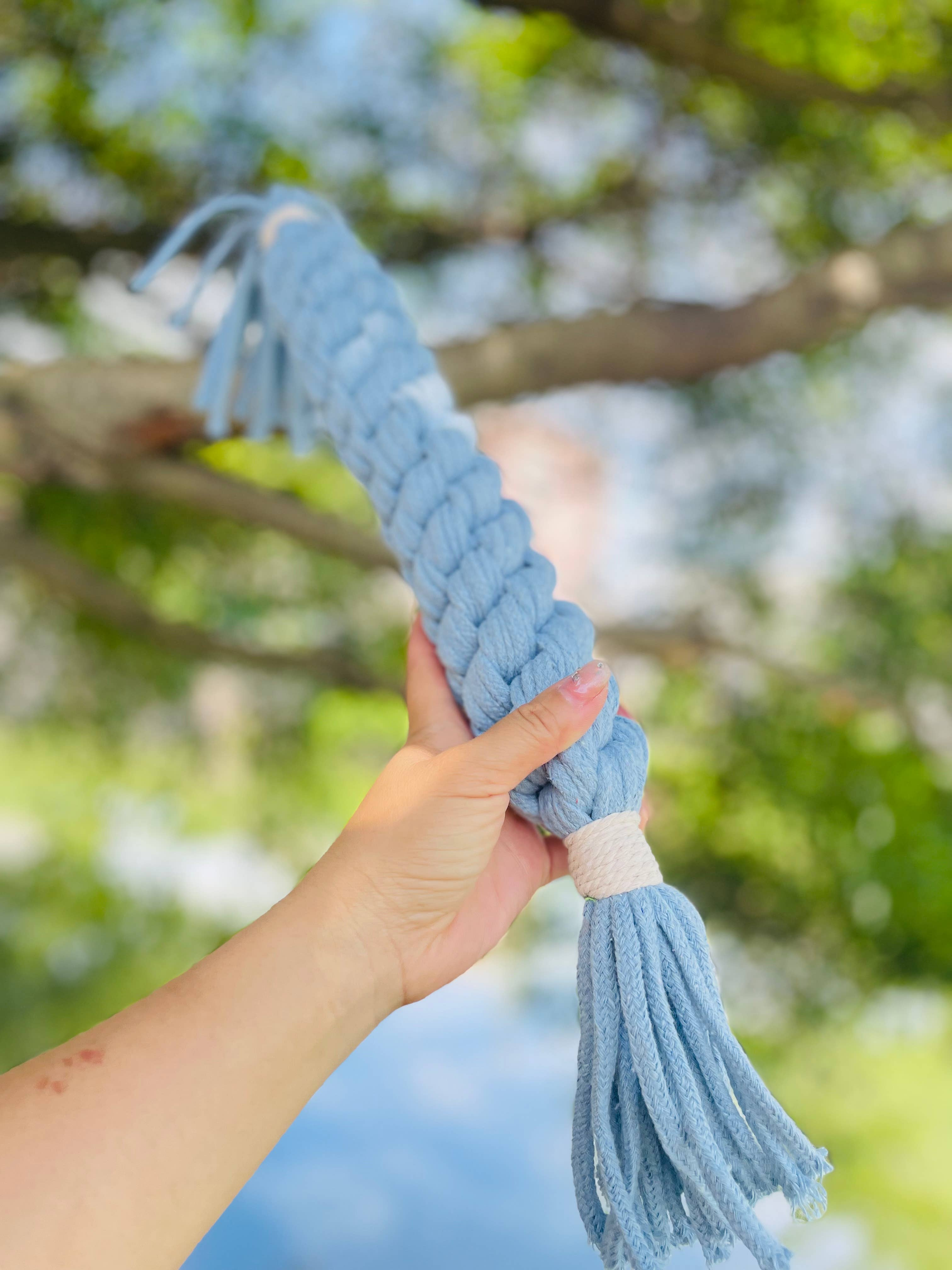 Large Aqua Handmade Macrame Candy Rope for Big Dogs Image 1