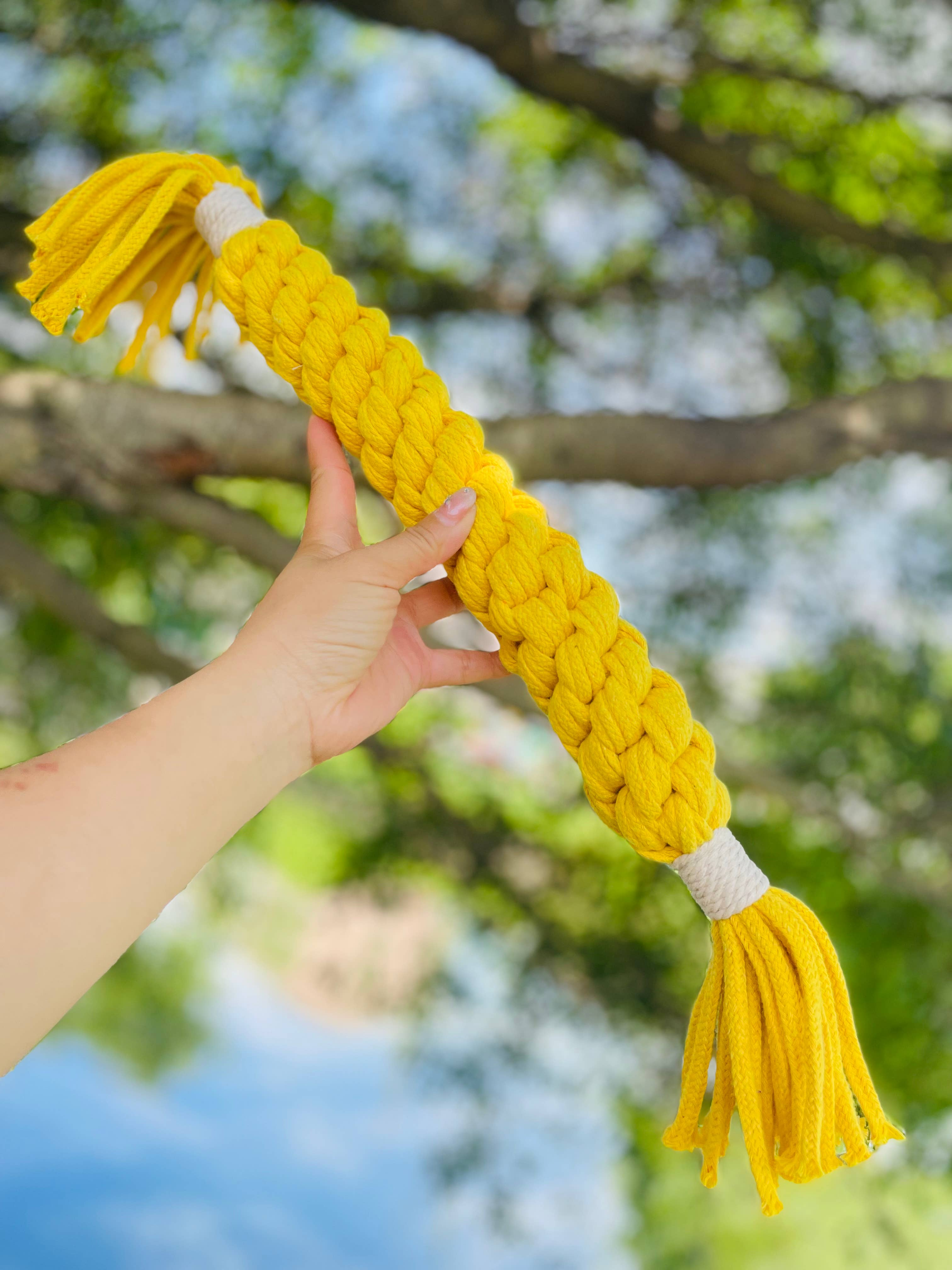Large Gold Yellow Handmade Macrame Candy Rope for Big Dogs Image 1