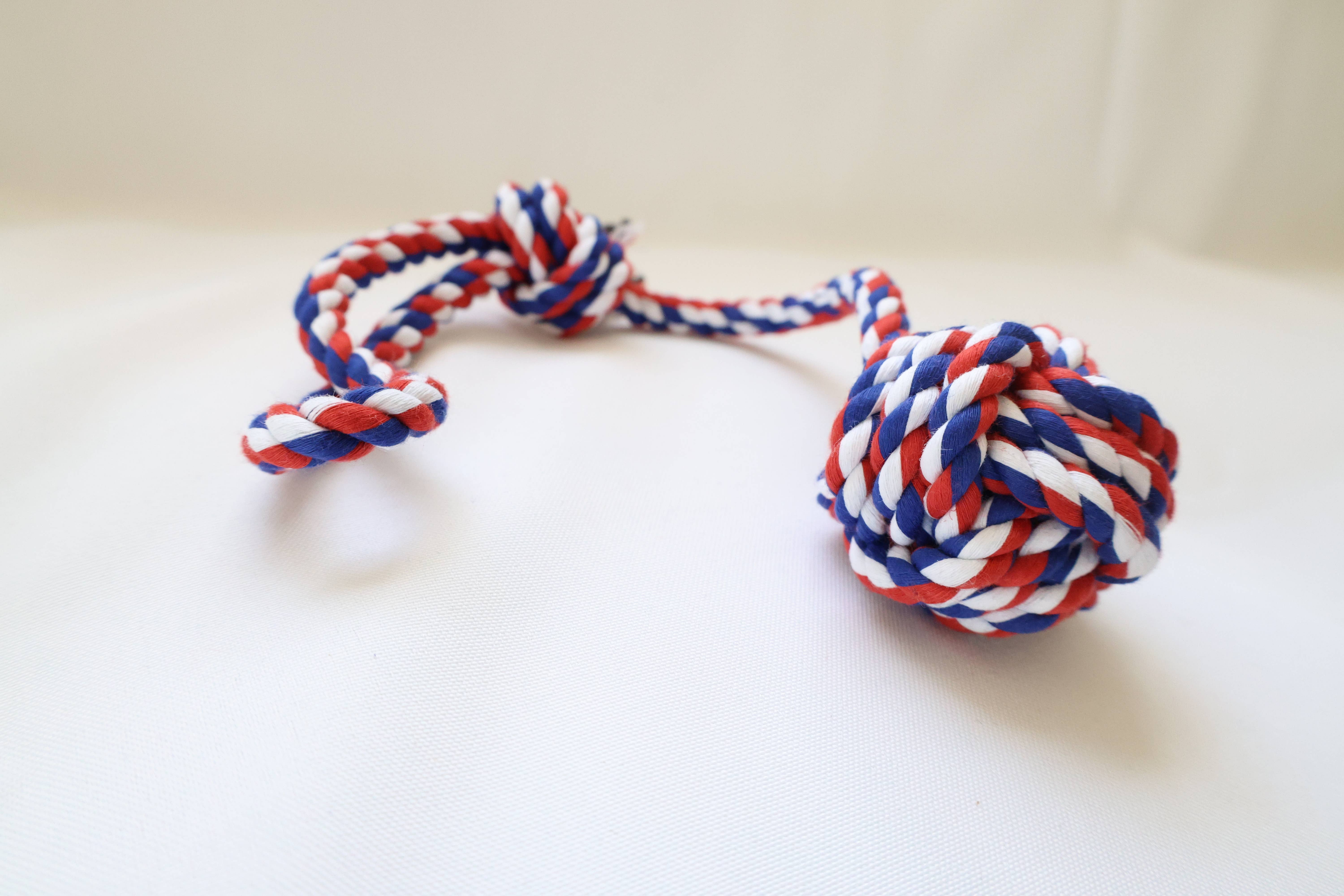 Old Glory Red Dog Rope Toy, handmade dog toys, fun toys Image 1