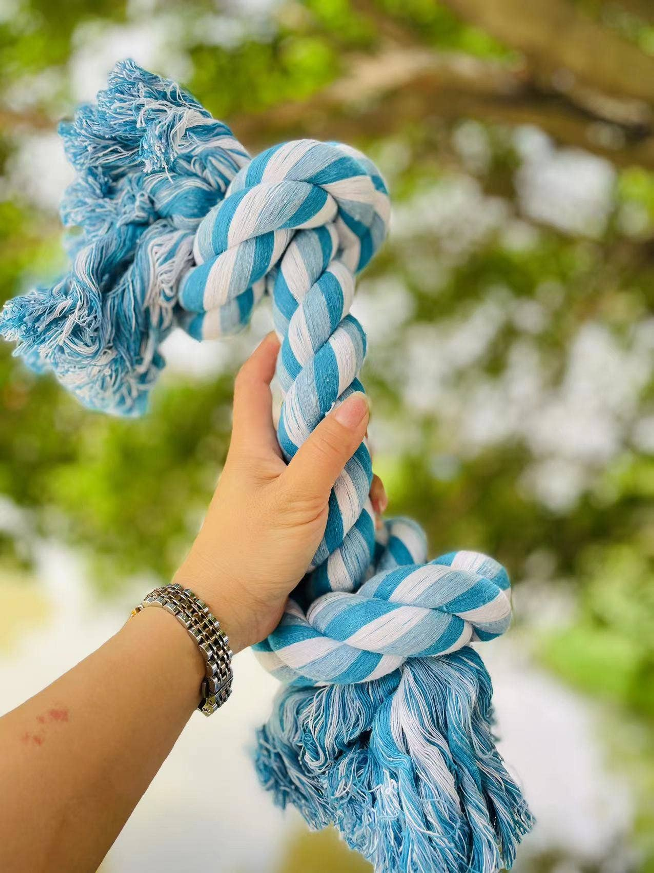 2-Knot Sustainable Dog Chew Rope Toys, Heavy Duty Dog Toys Image 1