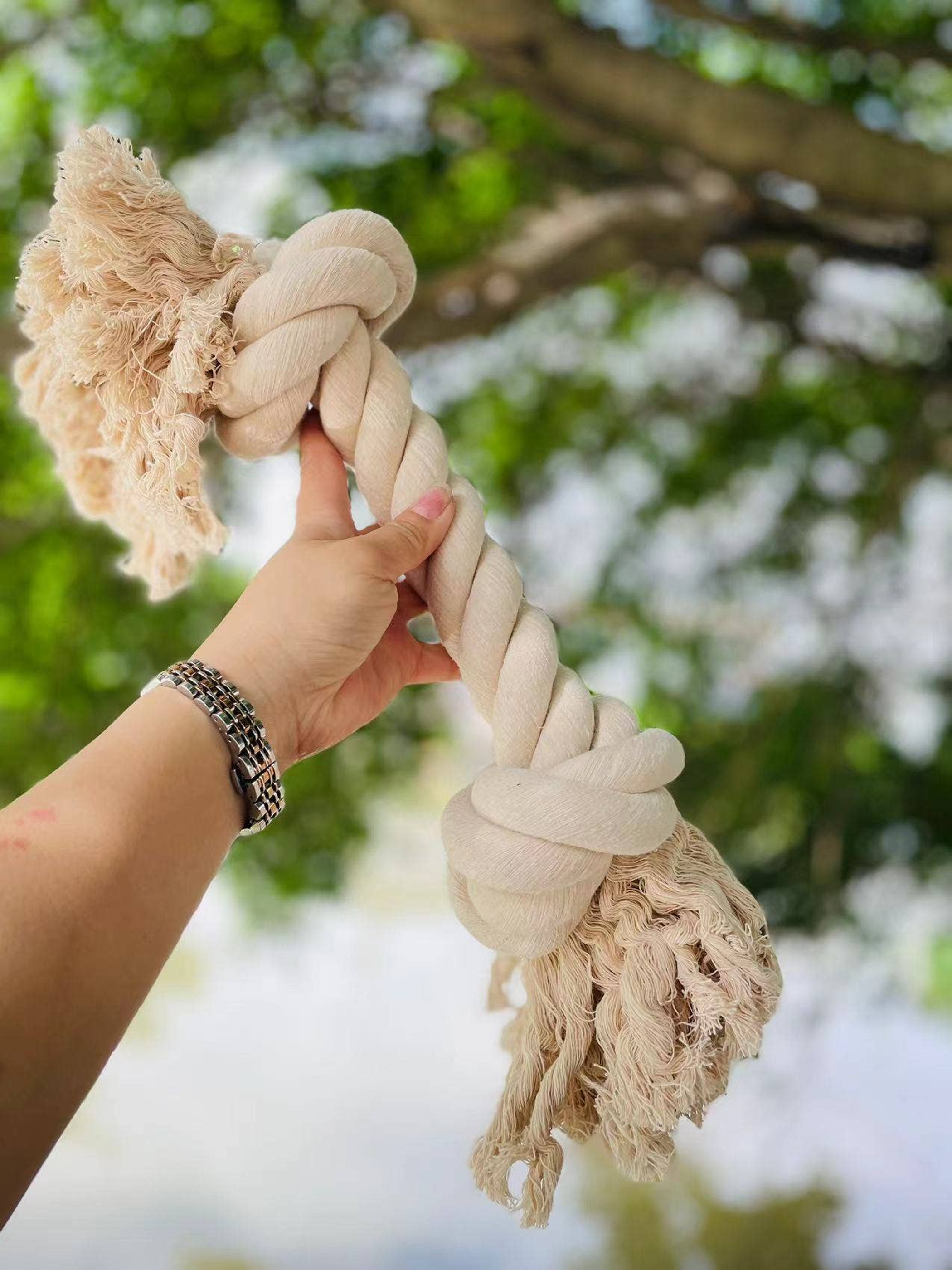 2-Knot Sustainable Dog Chew Rope Toys, Heavy Duty Dog Toys Image 1