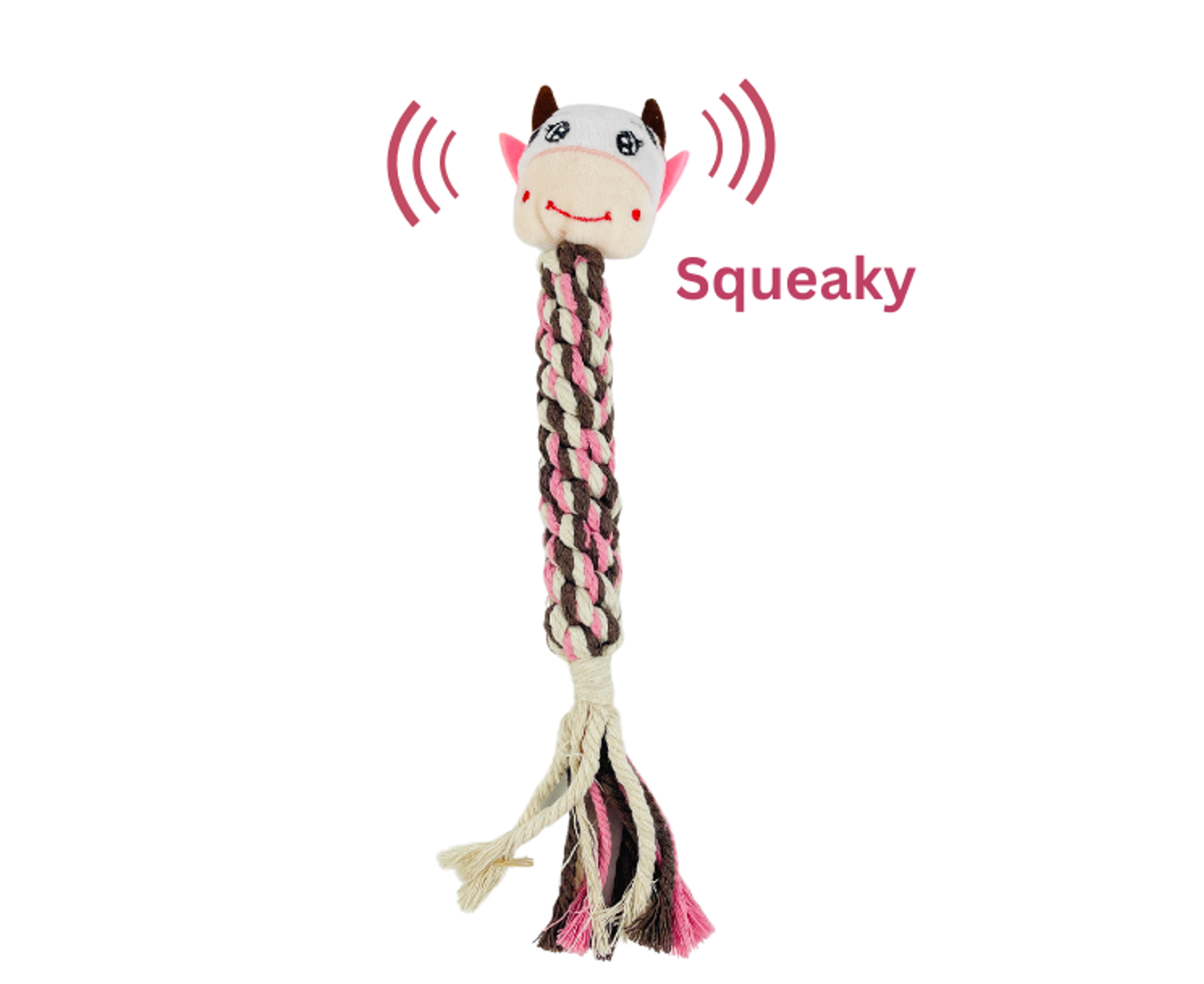 Eco- Cow Dog Rope Plush Squeaky Toy Image 1