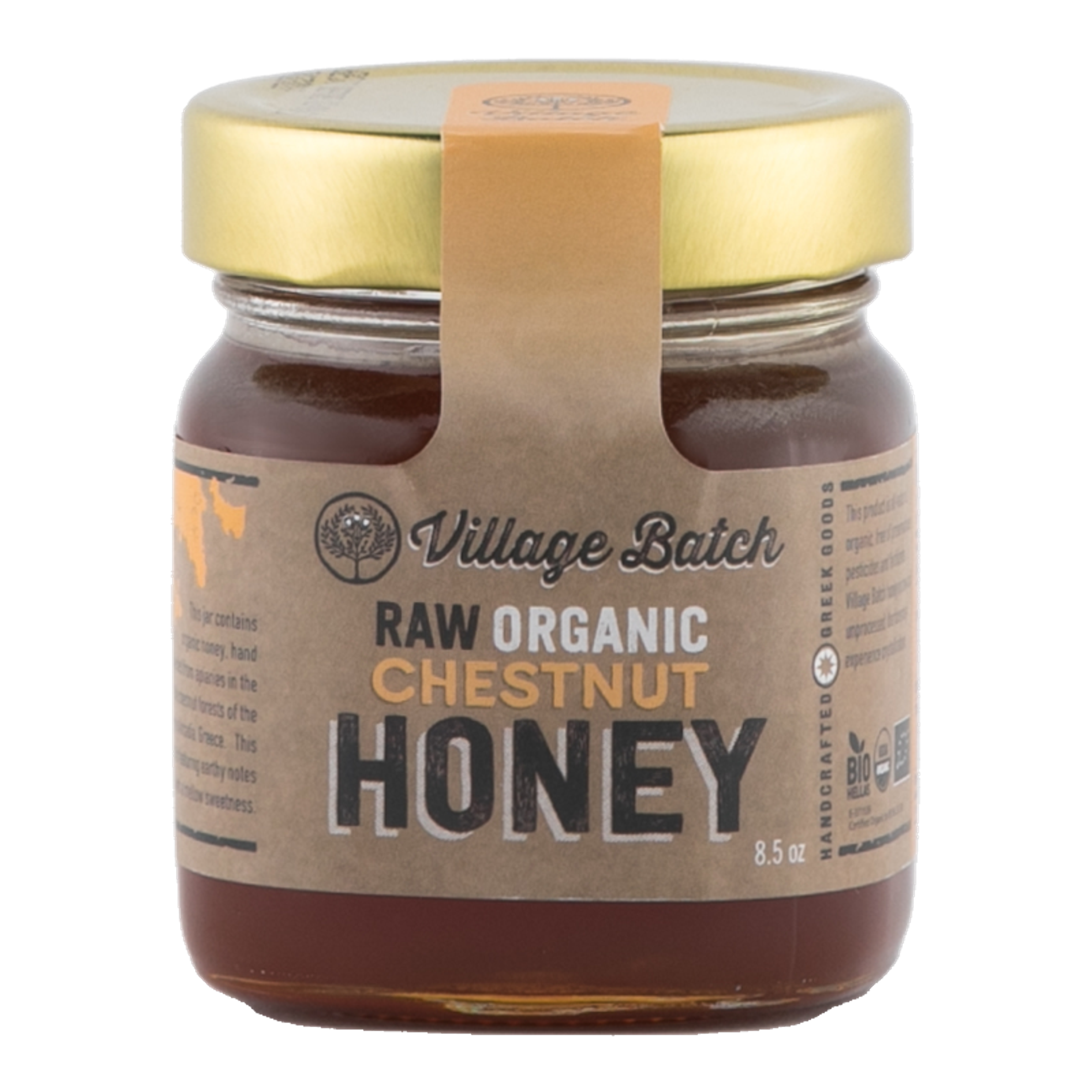 Honey Organic Raw Chestnut Flavor Robust Earthy Notes Mellow Sweetness 8.5oz Jar