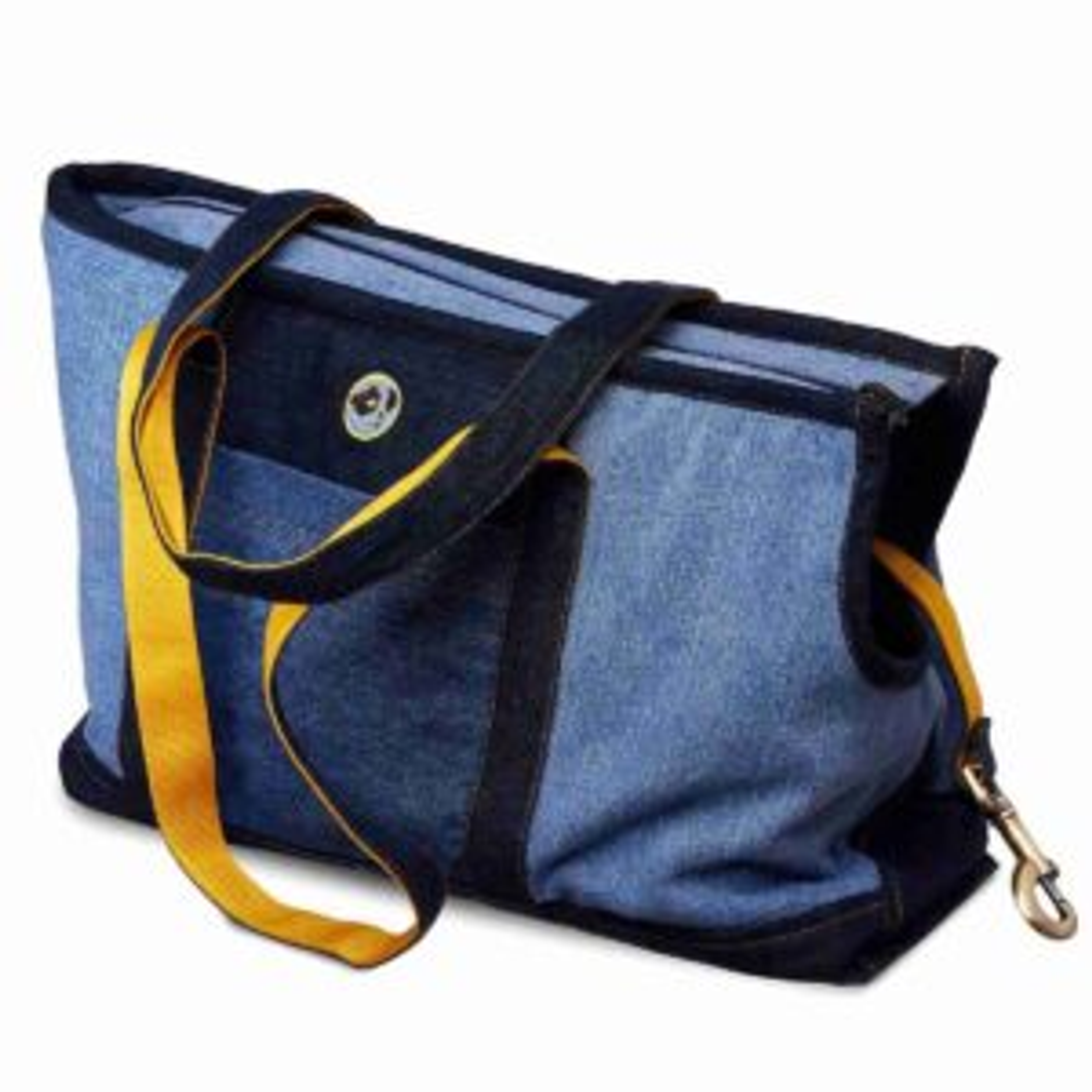 Patched Denim Dog Carrier Image 1