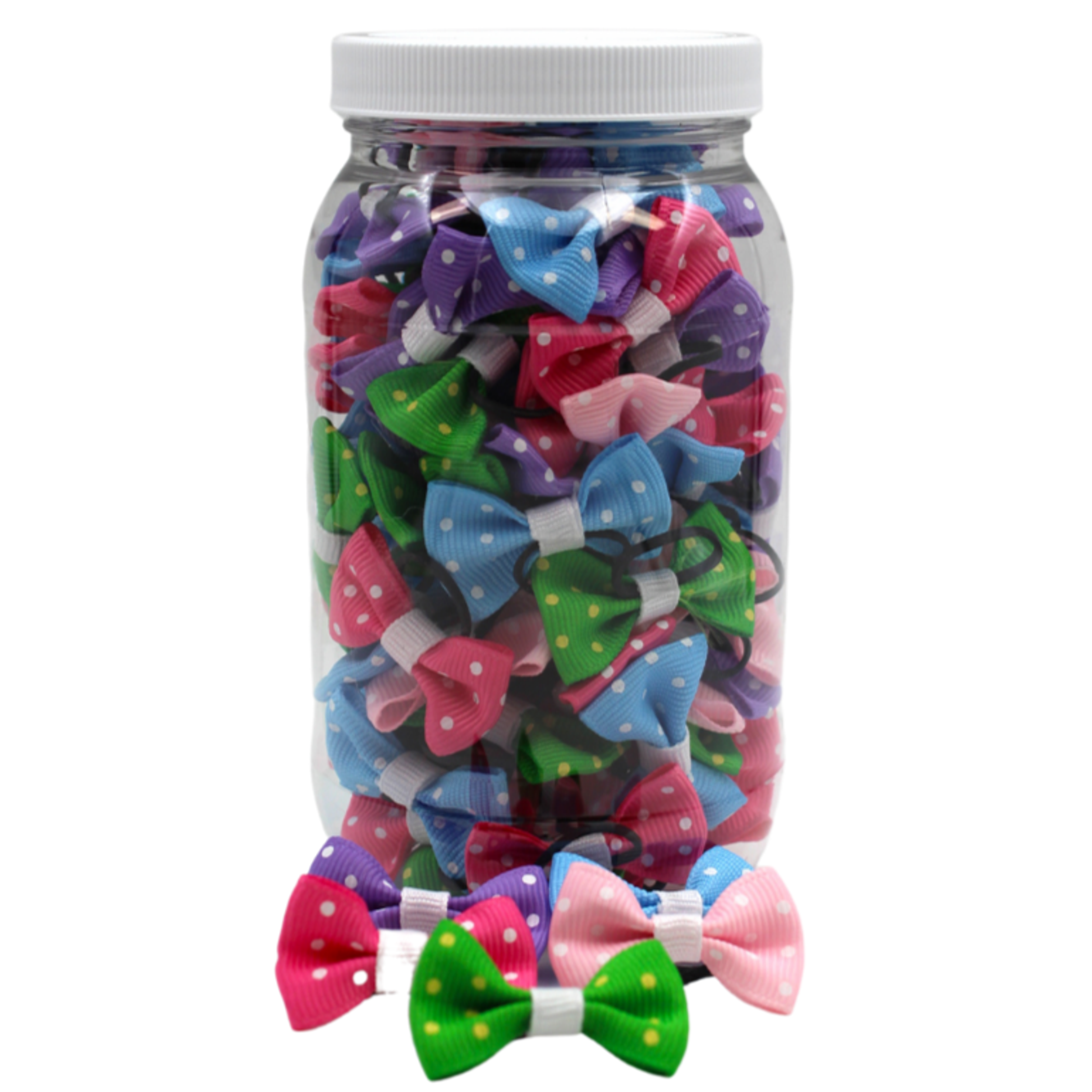 GD101 | 50-100 Groomers Dinky dog / cat bow jar Polka Dot|Pets Ribbons Image 1