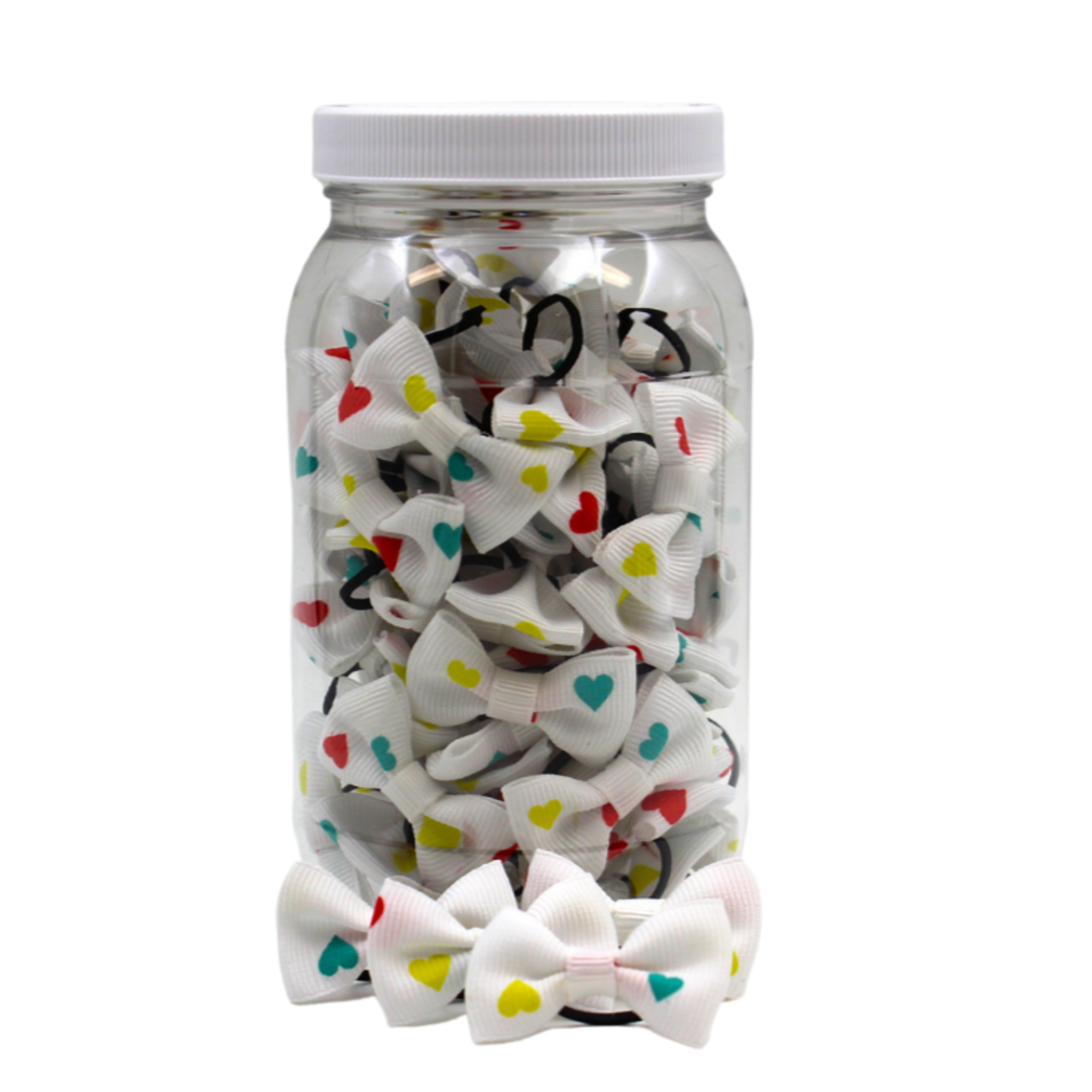 GD111 | 50-100 Heart Groomers Dinky Dog / Cat Bows in Jar|Pets Ribbons Image 1