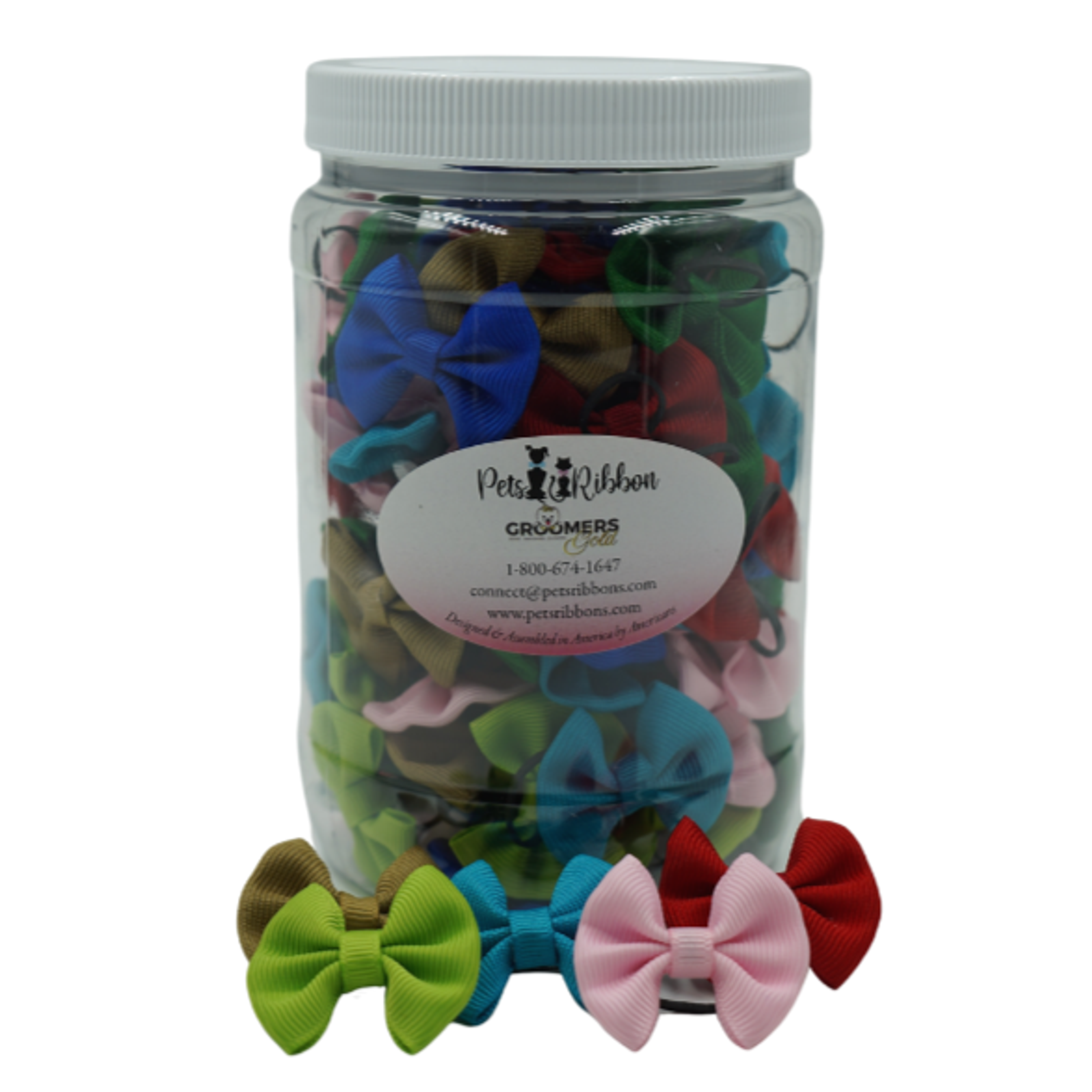 GG100 | 50-100 Assorted Groomers Dog / cat Bows in a jar|Pets Ribbons Image 1