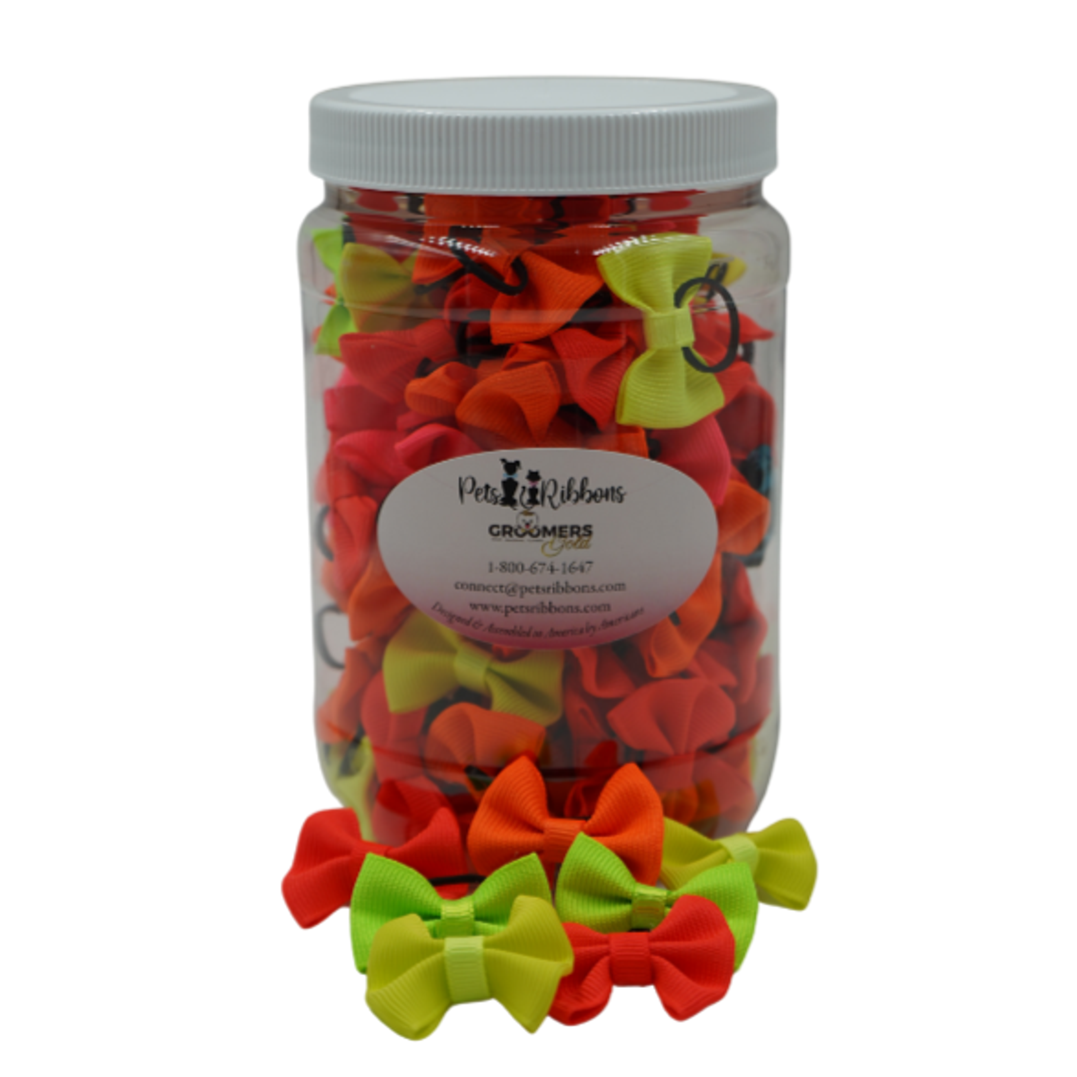 GG103 | 50-100 Neon Groomer Dog / Cat Bows in a jar|Pets Ribbons Image 1