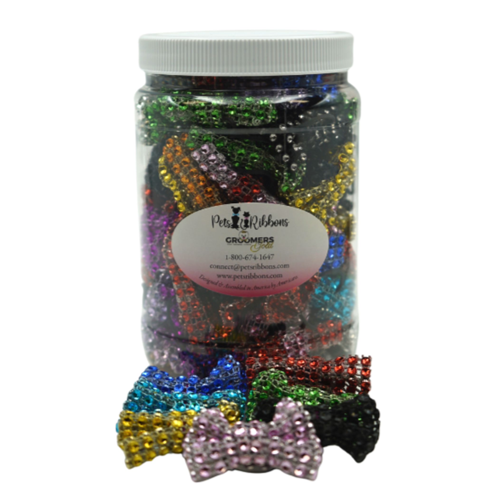 GG107 | 50-100 Dog Cat Bows on Velcro Fastener - Bling 1.5