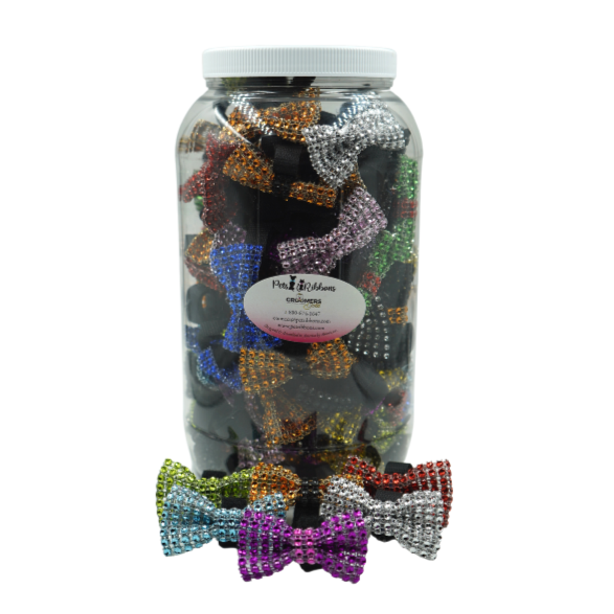GG107VV | 50-100 Dog Cat Bows on Velcro Fastener - Bling 2