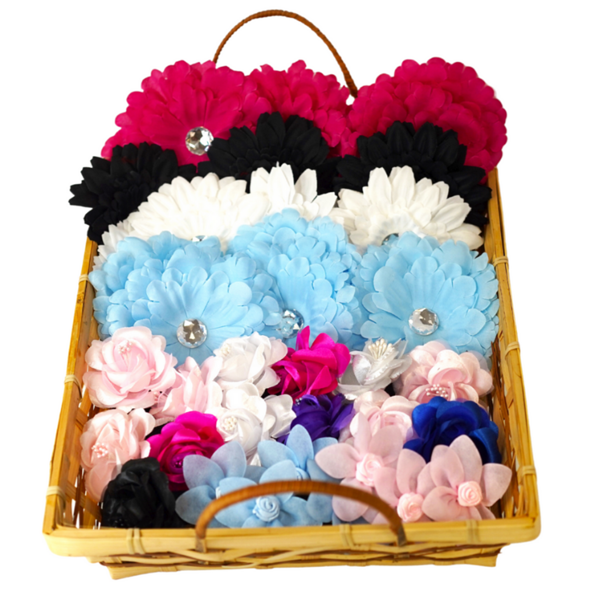 DIS004 | 40 Assorted Dog & Cat Bow Flowers in a Basket|Pets Ribbons Image 1