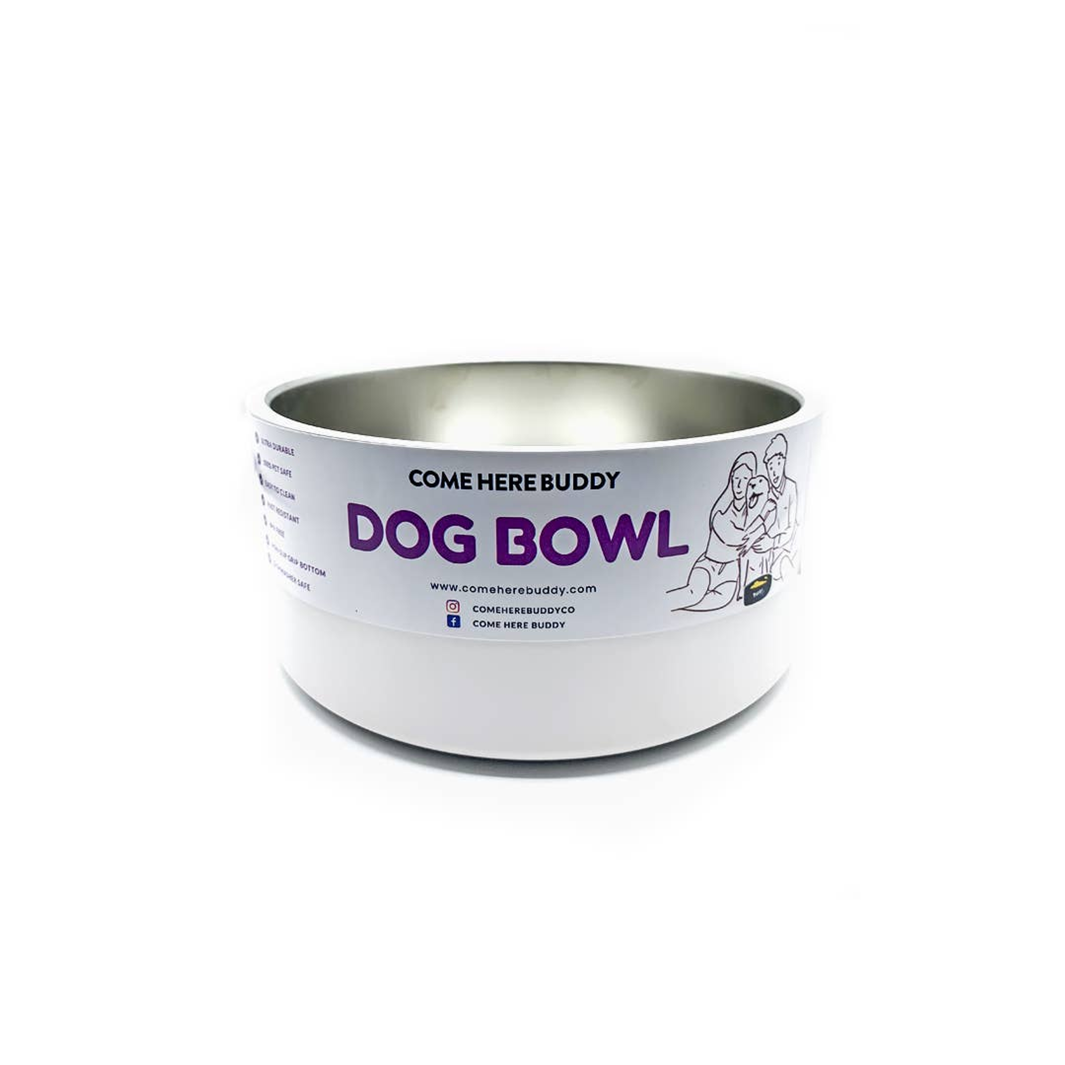 White Dog Bowl Image 1
