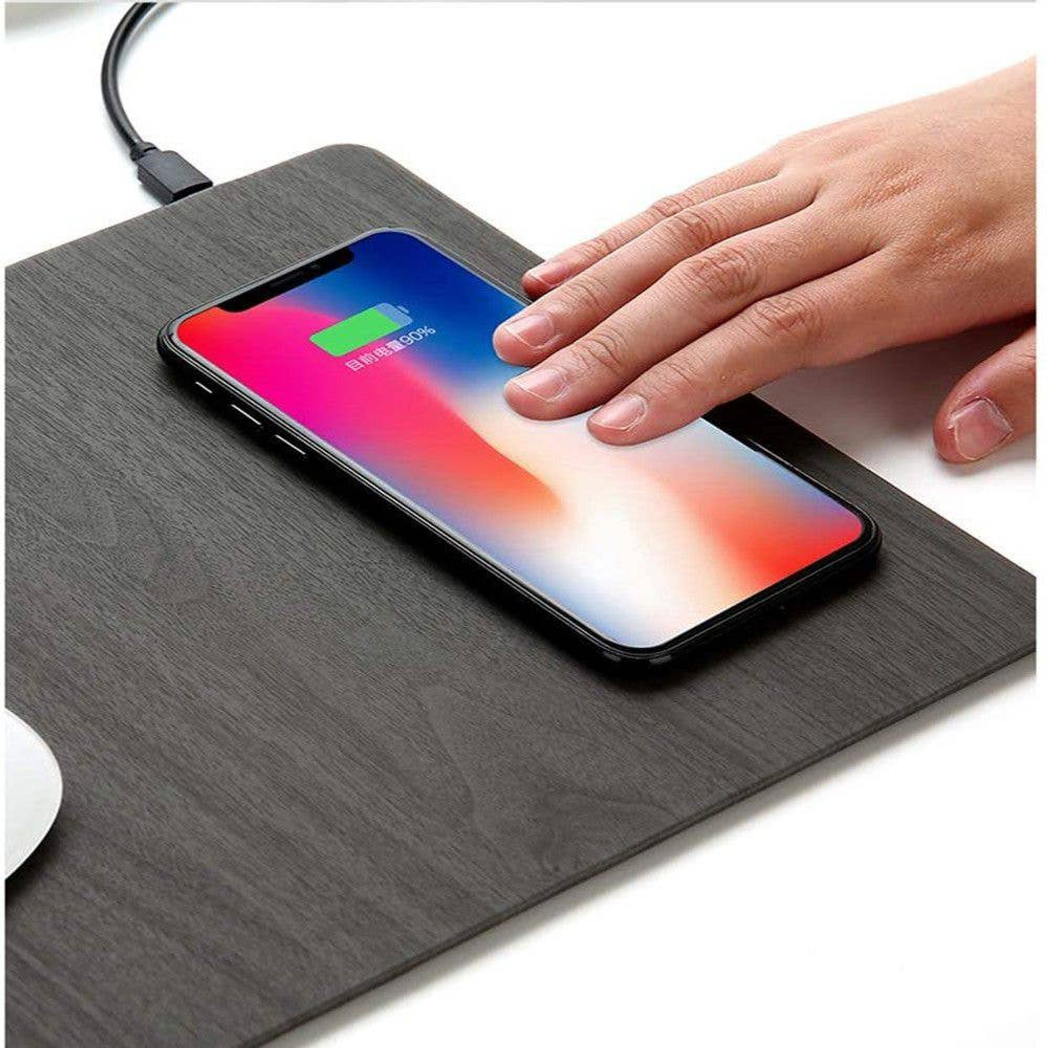 Wireless Charger Mouse Pad 2 in 1 Convenient Design Wooden Material Compatible with QI Enabled Devices Office Use Foldable Shape