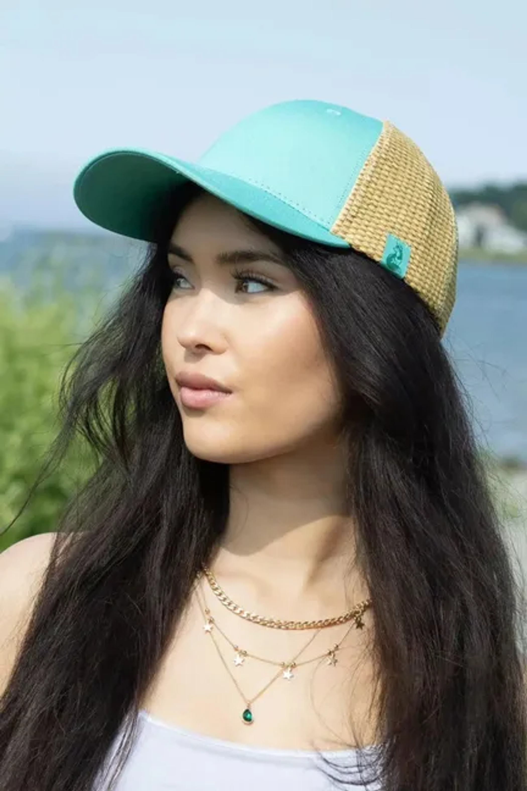 Island Vibes Baseball Cap with Raffia Image 1