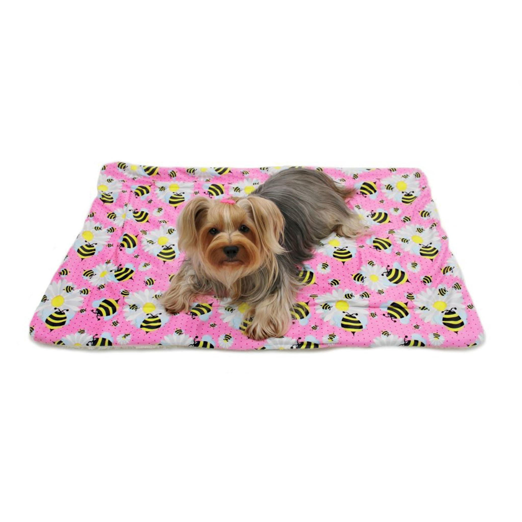 Ultra Soft Minky/Plush Bumblebee and Flowers Blanket Image 1