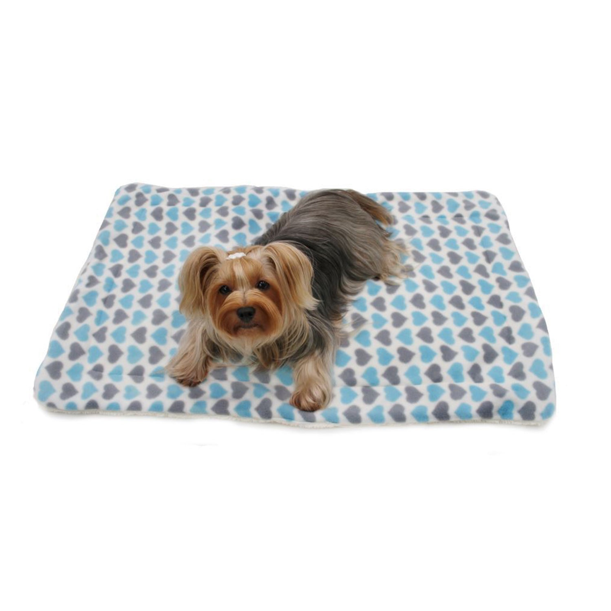 Blue & Gray Hearts Fleece/Plush Blanket Image 1