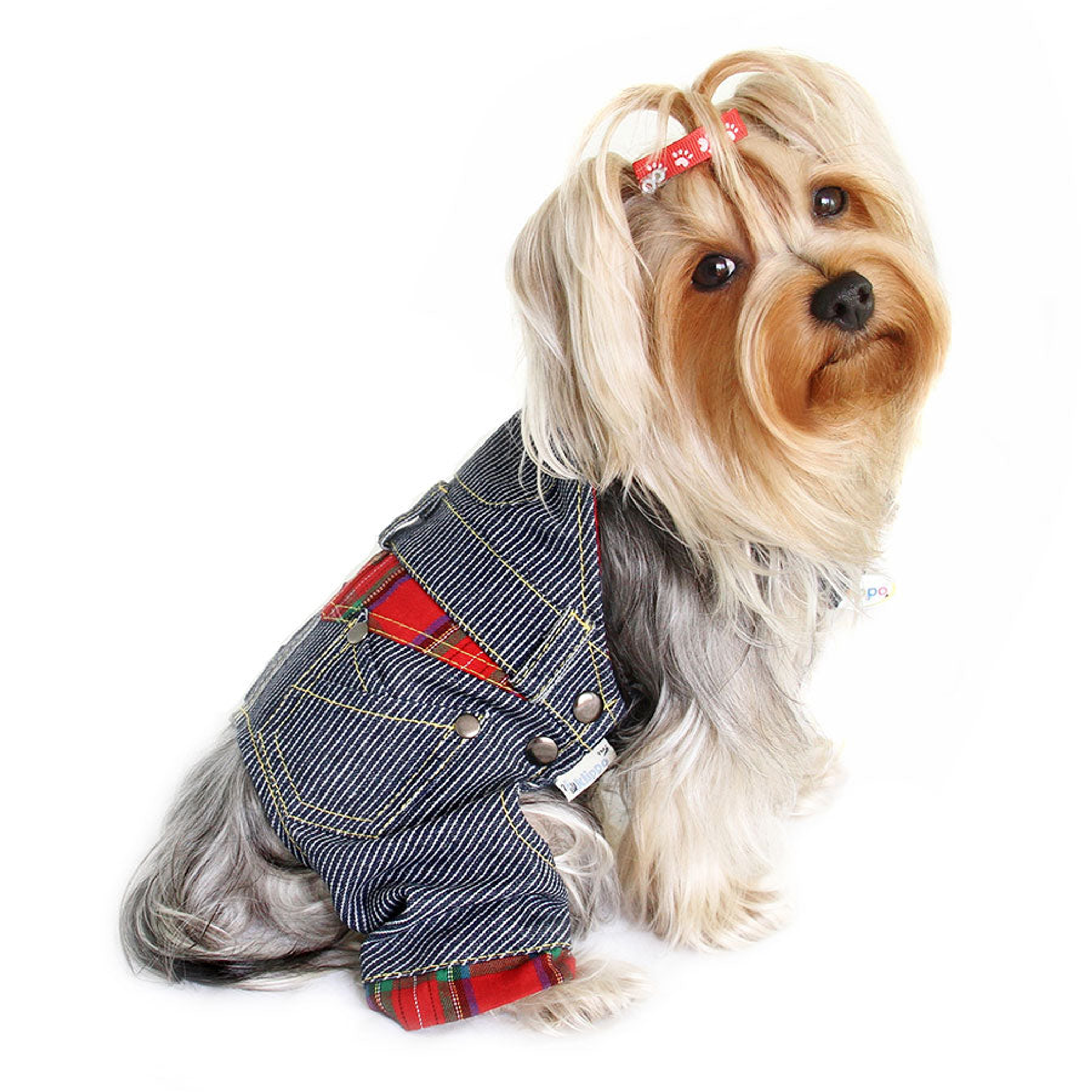 Adorable Stripy Denim Overall Image 1