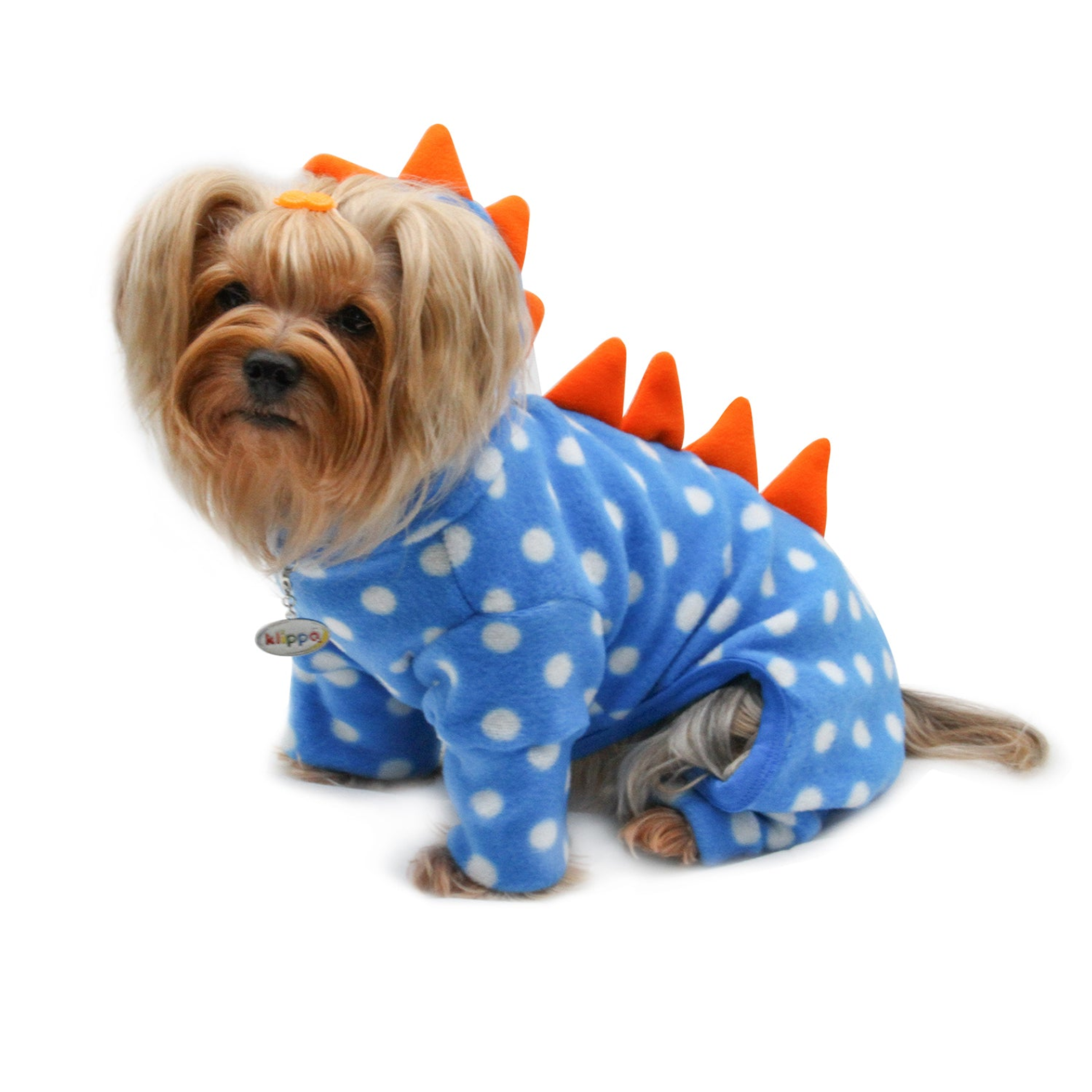 Polka Dots DINO Fleece Hooded Bodysuit/Pajamas Image 1