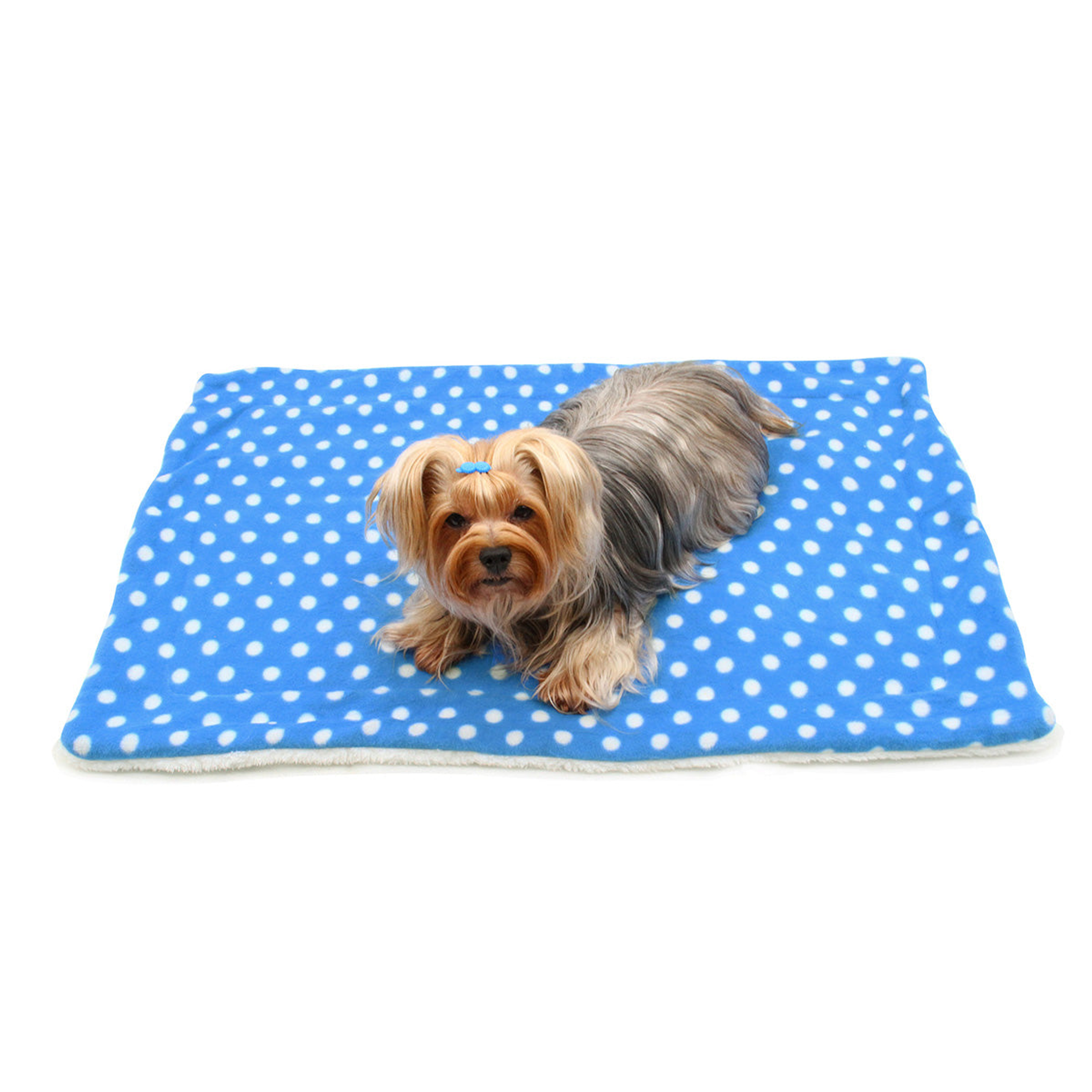 Blue with White Polka Dots Fleece/Plush Blanket Image 1