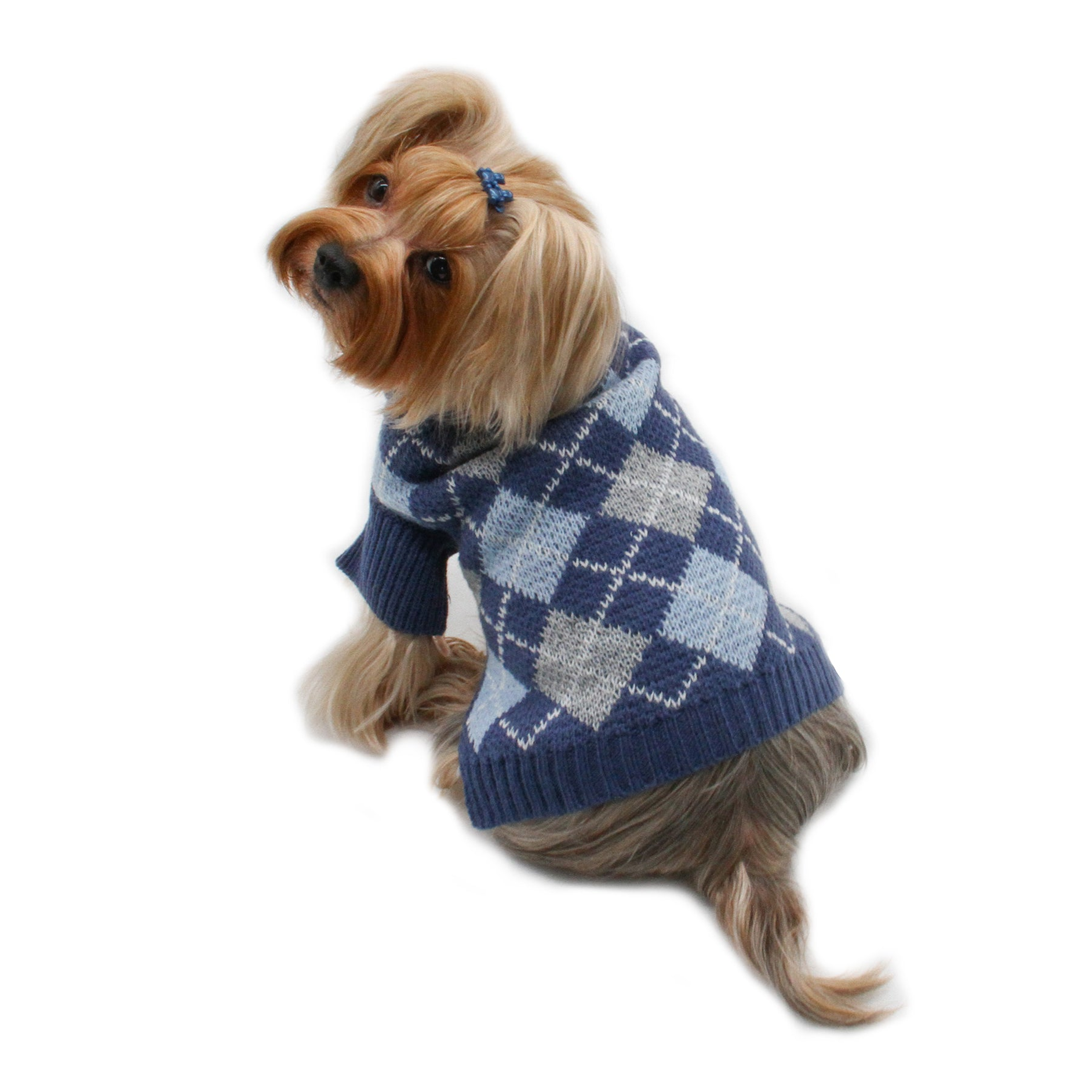 Argyle Turtleneck Sweater in Navy/Grey/Light Blue Image 1