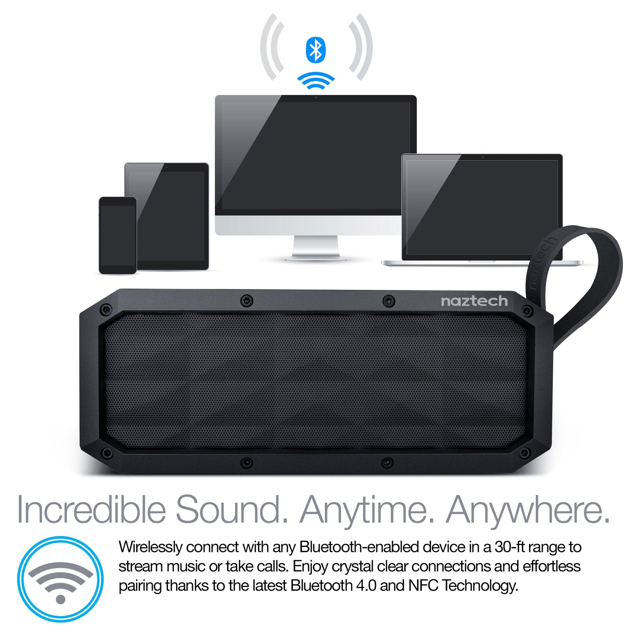 Wireless Speaker Bluetooth Streaming Deep Bass 30 Watt Portable Rugged IPX6 16 Hour Playtime