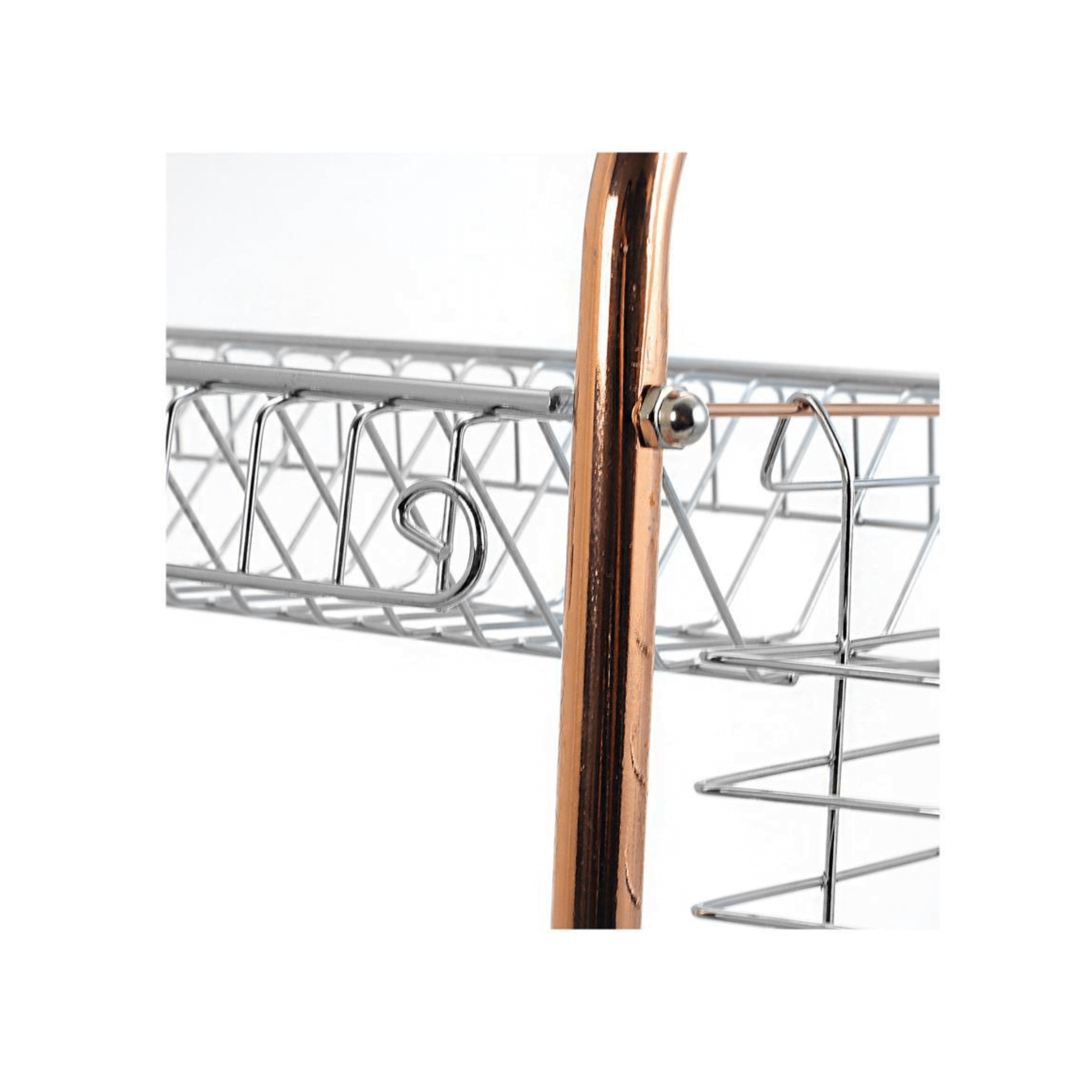 Dish Rack Drying 16 Inch Chrome-Plated R-Shaped 2-Level Metal Construction 18 Plate Capacity Includes Plastic Draining Tray Mug Stand Cutlery Holder