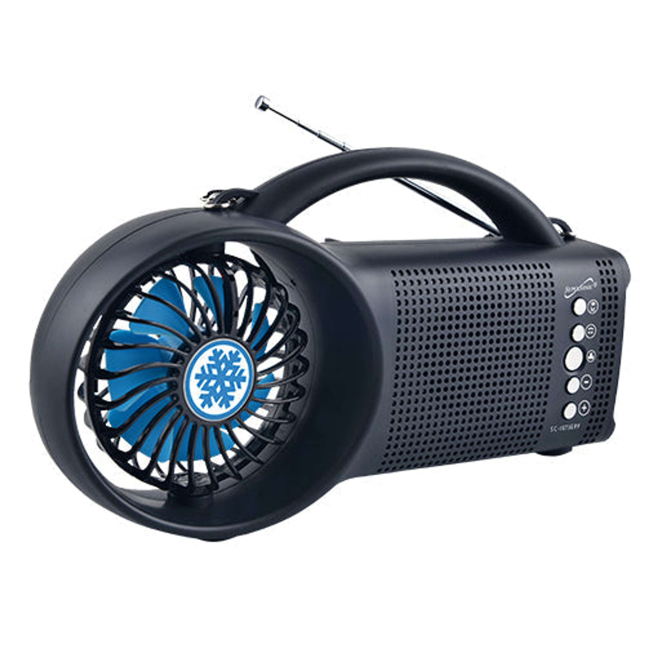 Bluetooth Speaker with FM Radio Solar Power LED Torch Light Fan 3 Speed 1200mAh Built-in Battery Wireless Portable 9.8 x 2.5 x 5.6 inches