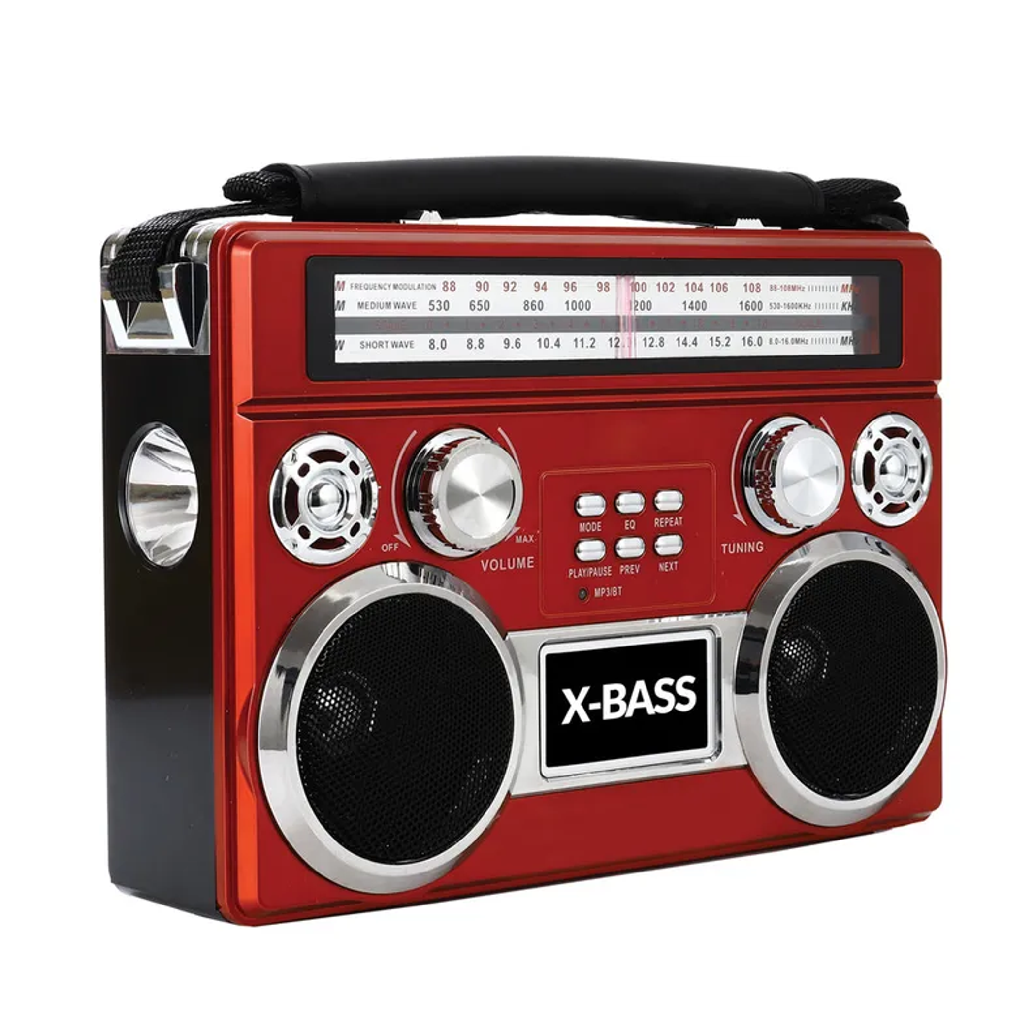 Portable Radio with Bluetooth and Flashlight AM FM SW Receiver MP3 Playback Built-in USB SD AUX Input Rechargeable Battery