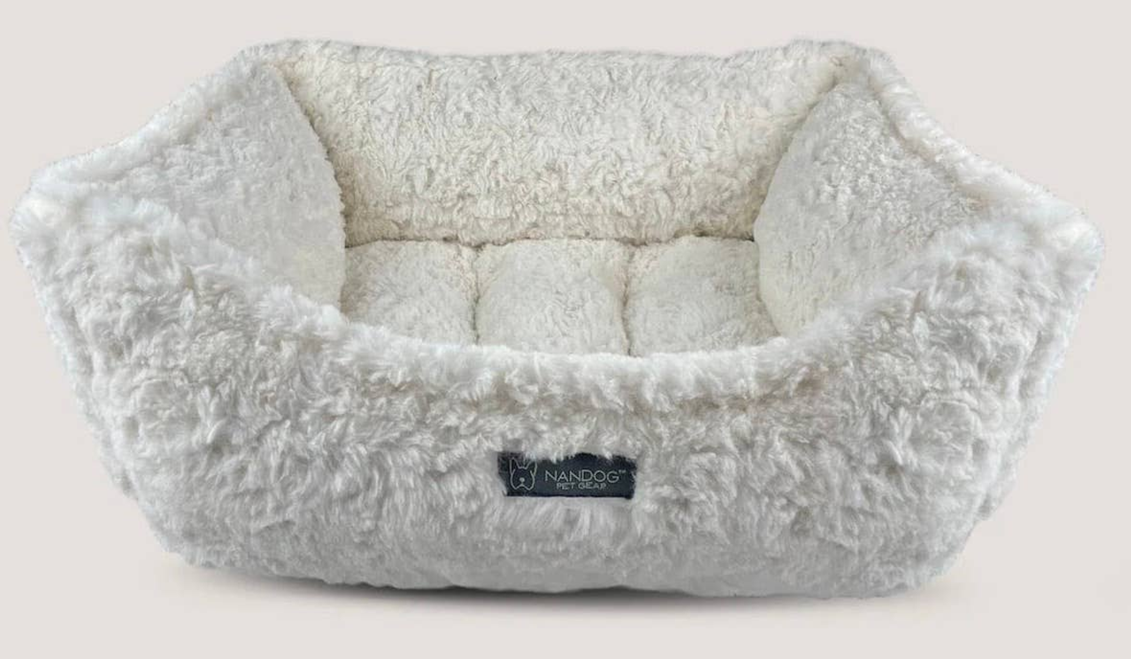 NANDOG Cloud Shaggy Reversible Pet Bed -IVORY Image 1